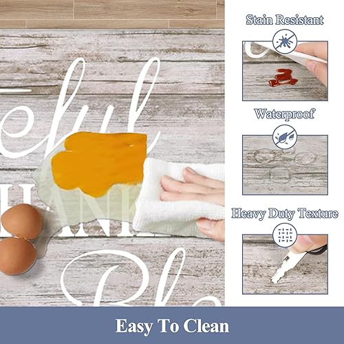 Miniatura 4 de HEBE Juego de 2 tapetes de cocina antifatiga, antideslizantes, tapetes de cocina de granja, alfombras y tapetes de espuma cómodos resistentes para
