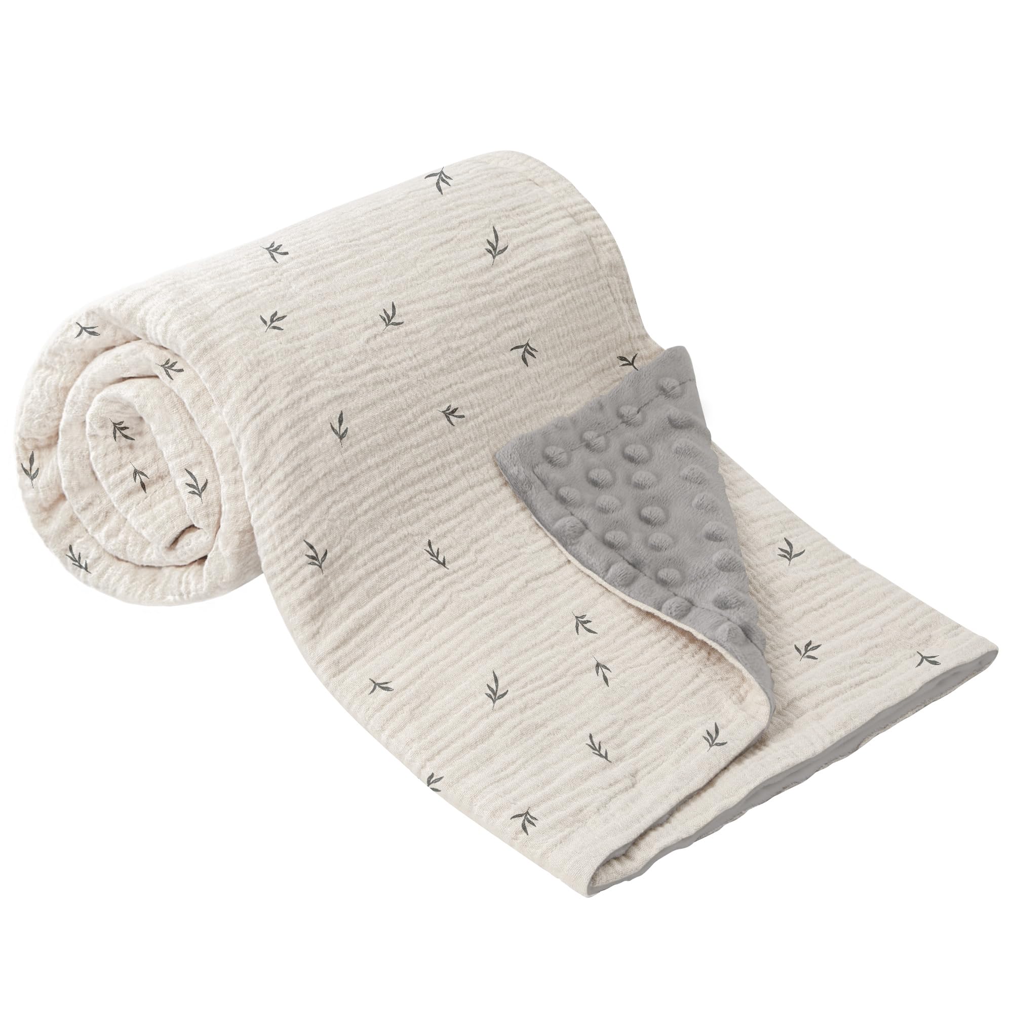 bearmoss Coperta per Neonati,Morbida Coperta per Culla con Mussola di Cotone Anteriore e Retro in Pile Punteggiato, per Bambini, Unisex, per Neonati e Bambini 75X100cm(color albicocca)
