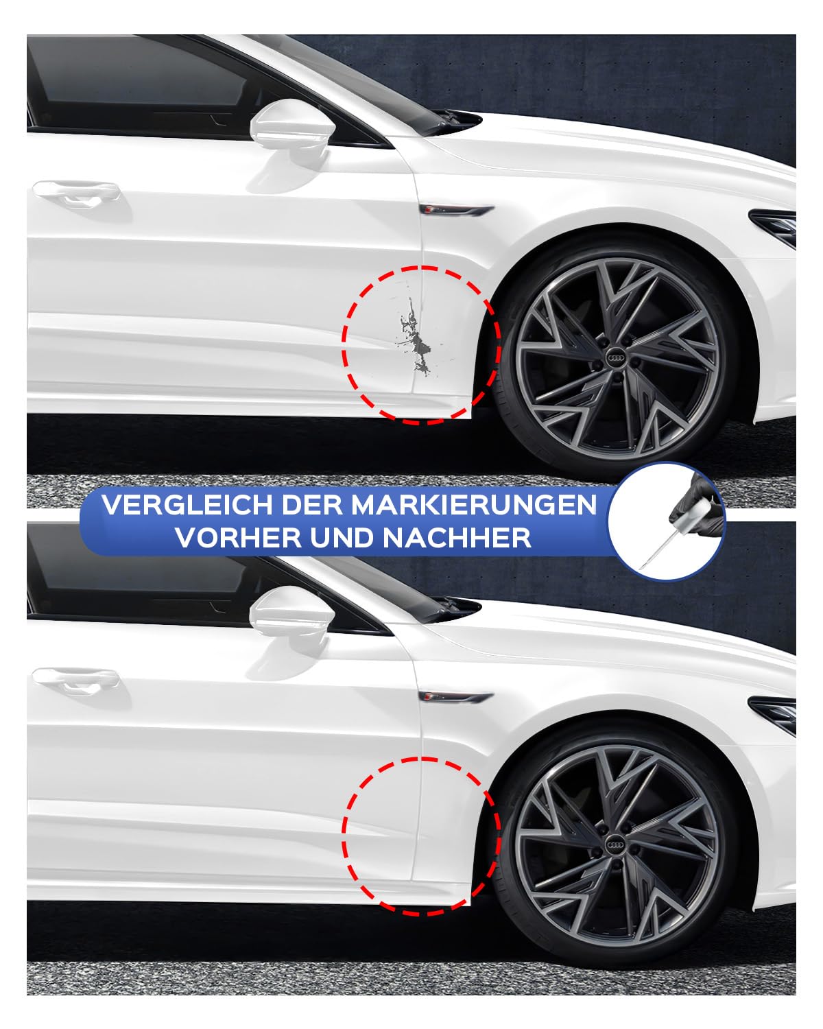 Audi Kit di vernice per ritocchi bianco metallizzato per graffi e scheggiature