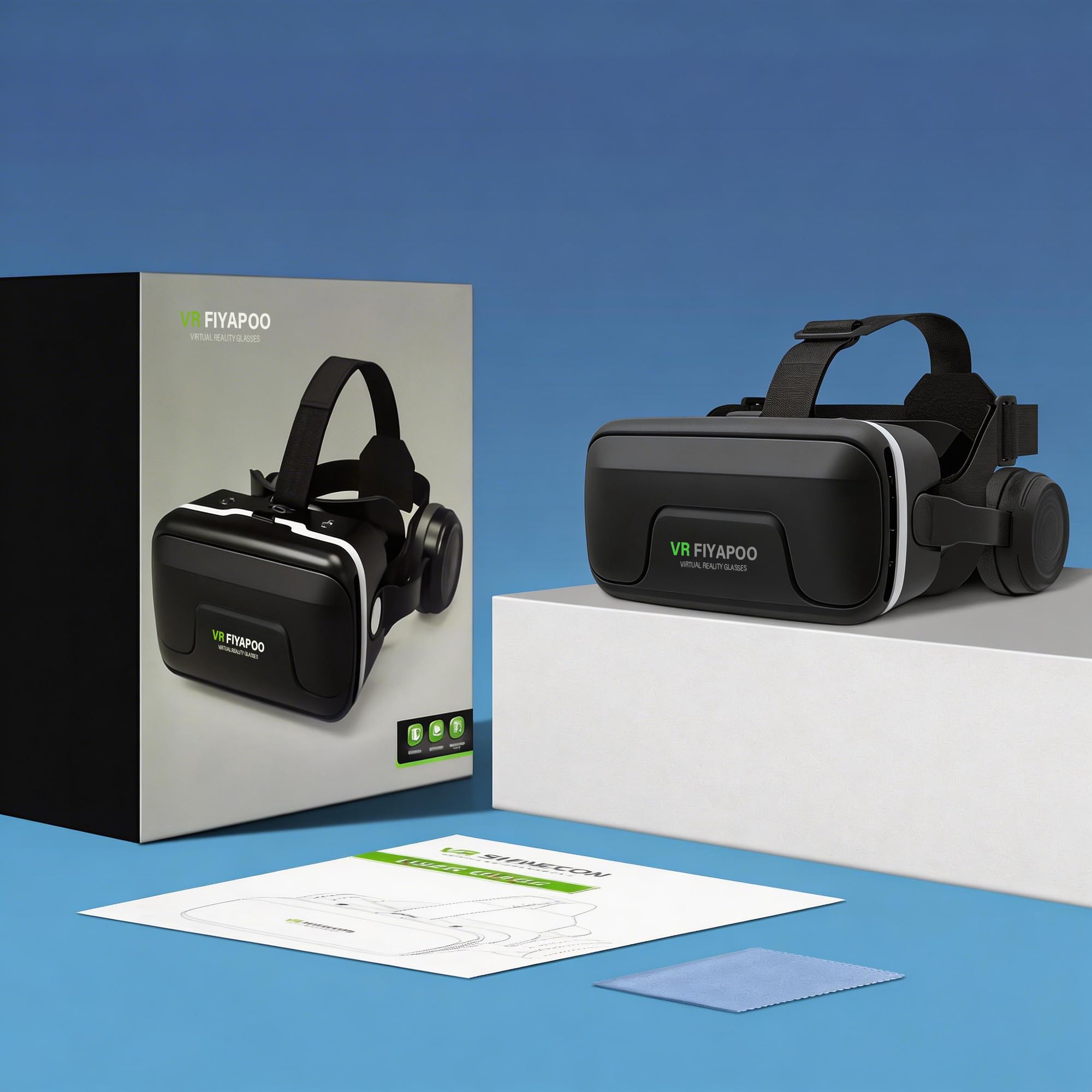 Gafas VR 3D con Auriculares - Gafas Realidad Virtual de Niños para Películas y Juegos, Compatible con Teléfonos Android y iPhone de 4,7 a 7,2 Pulgadas, Niños.