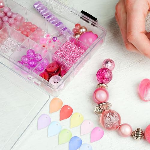 Miniatura 9 de 560 cuentas de hojas de pétalos acrílicos esmerilados de colores surtidos con agujero para aretes, collares, joyería, manualidades, bricolaje (color