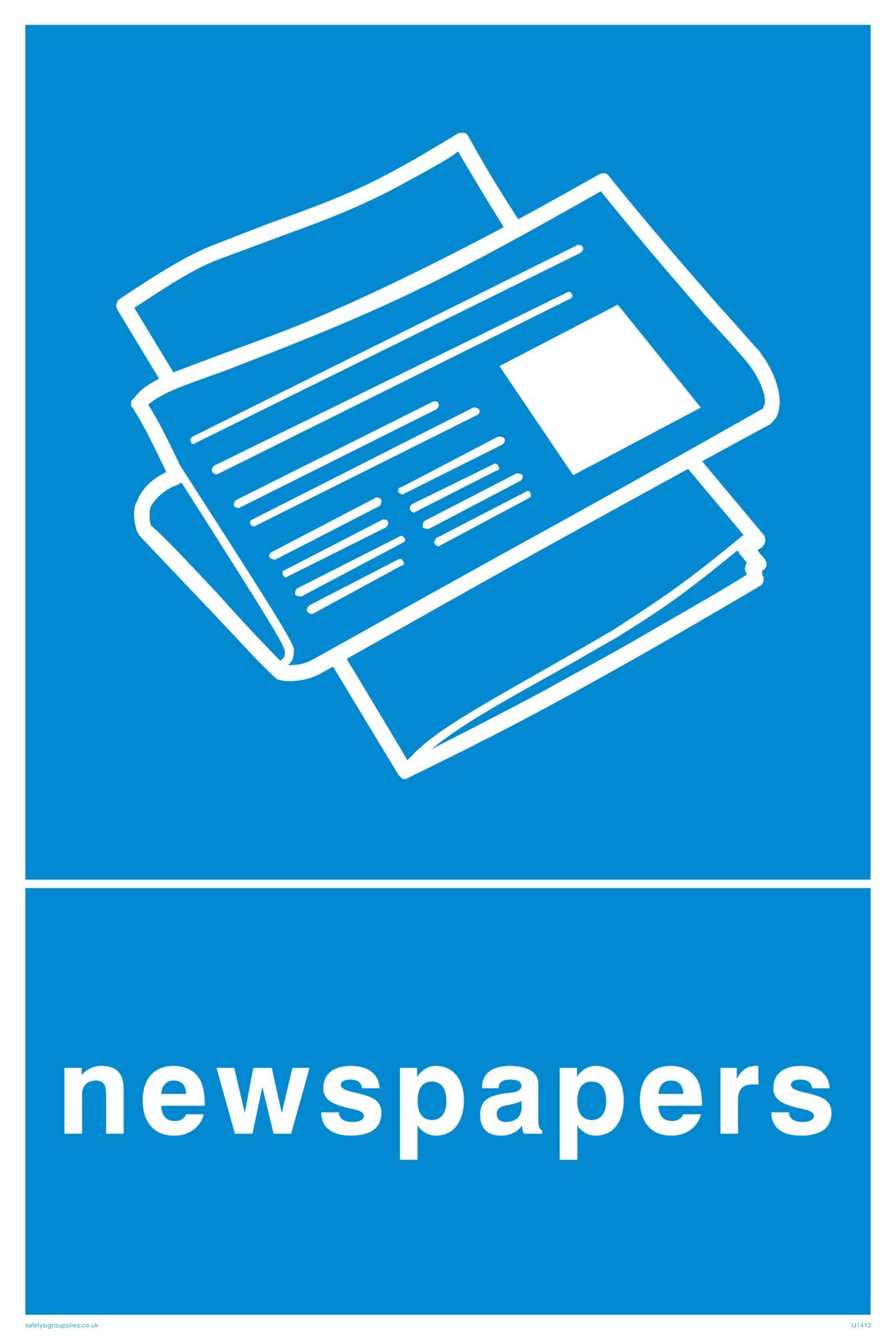 Viking Signs IJ1413-A4P-AC Recycling-Newspapers Sign, Aluminium Composite, 300 mm H x 200 mm W