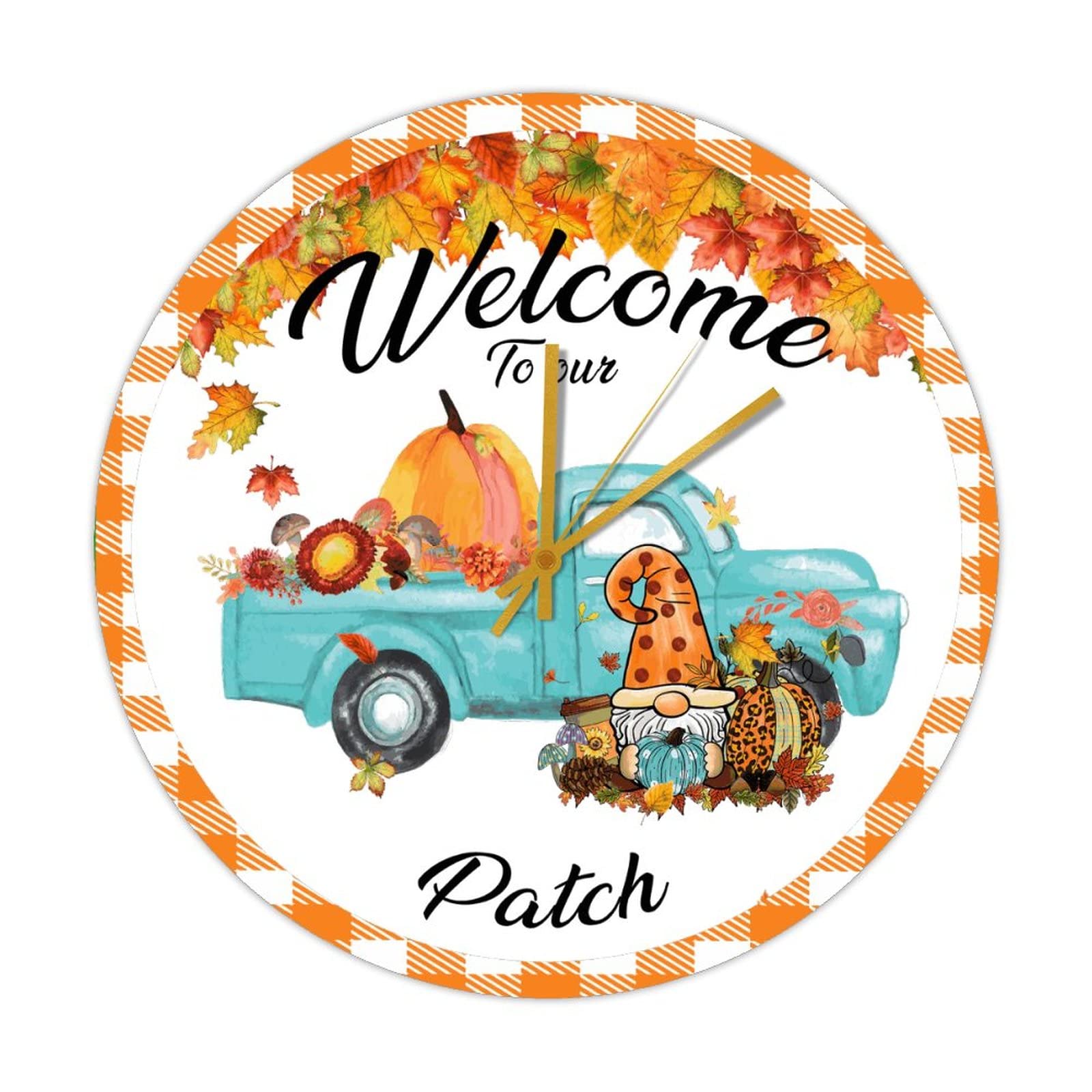 Horloge murale camion citrouilles en bois pour sublimer votre salon en automne
