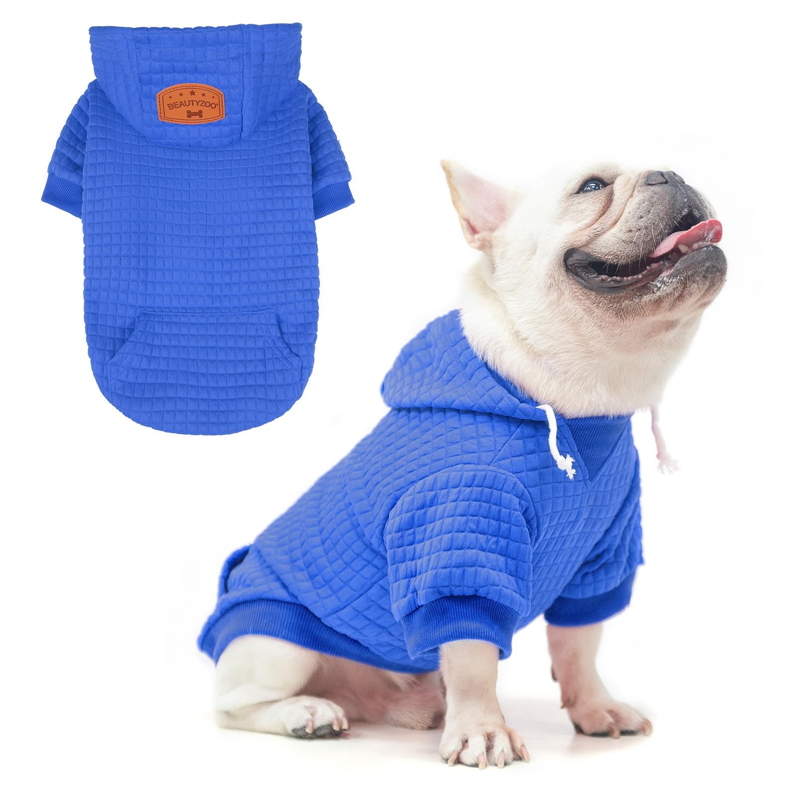 BEAUTYZOO Waffle Pattern Dog Hoodie - Warm Autumn and Winter Clothes for Small to Large Dogs (Sizes S, M, L) - Sweater with Hood and Pocket for Bulldog, Pitbull and Other Breeds โ image 1
