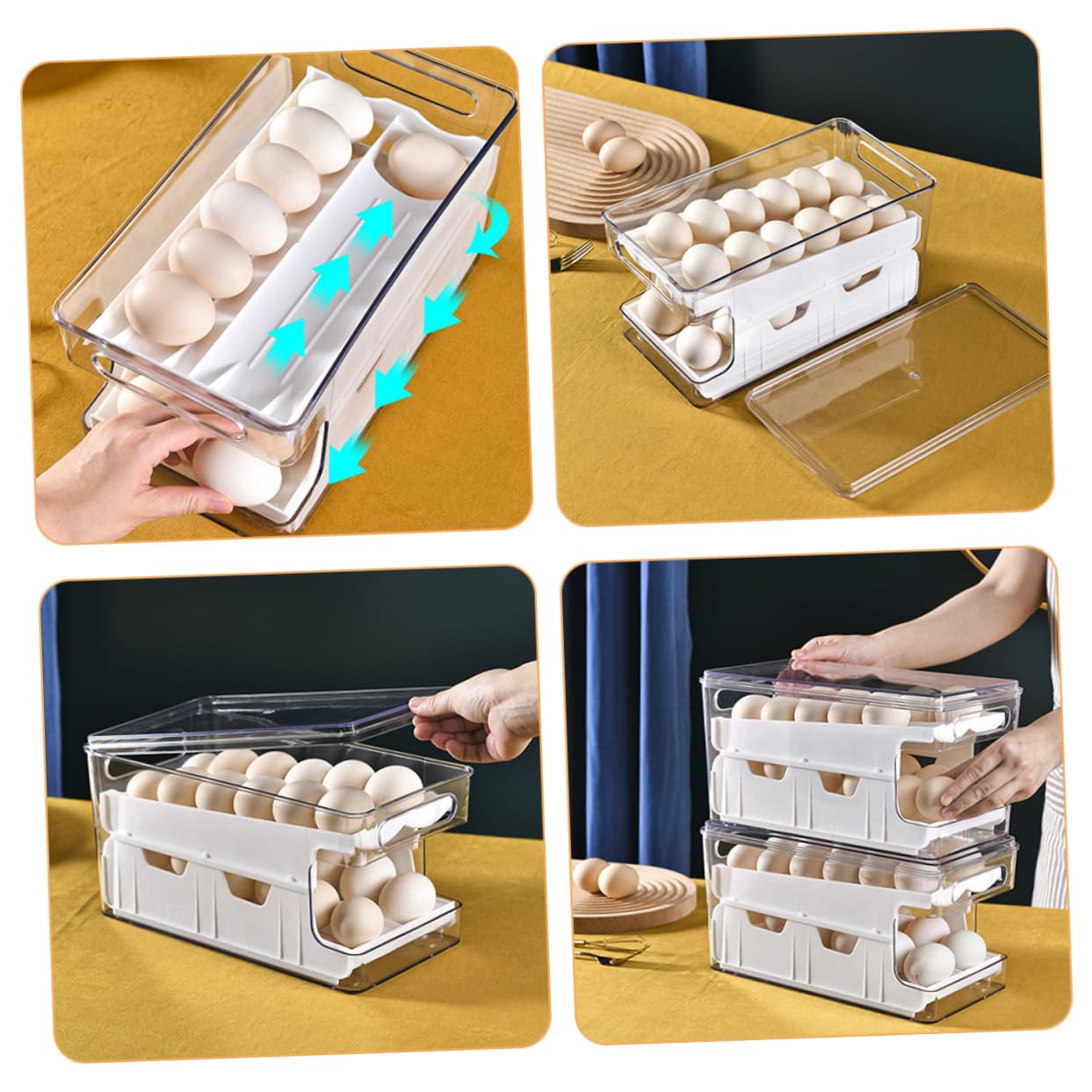 Hemobllo Eieraufbewahrungsbox Kühlschrank Transparente Stapelbare Eierhalterung Mit Doppeltem Schichtdesign Für Platzsparende Lagerung Und Einfache Entnahme Für Aufbewahrung Von Frischen