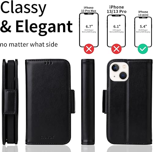 Miniatura 10 de navor Funda magnética desmontable compatible con iPhone 13 Mini 5.4 pulgadas Folio, protección RFID, función atril - oro rosa