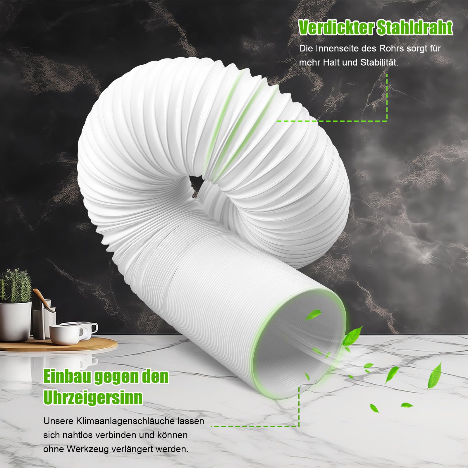 MaxAwe Manguera de aire acondicionado de 150 mm de longitud, 3 m de longitud, manguera de aire acondicionado y aire acondicionado, manguera de ventilación flexible, manguera de salida de CA para