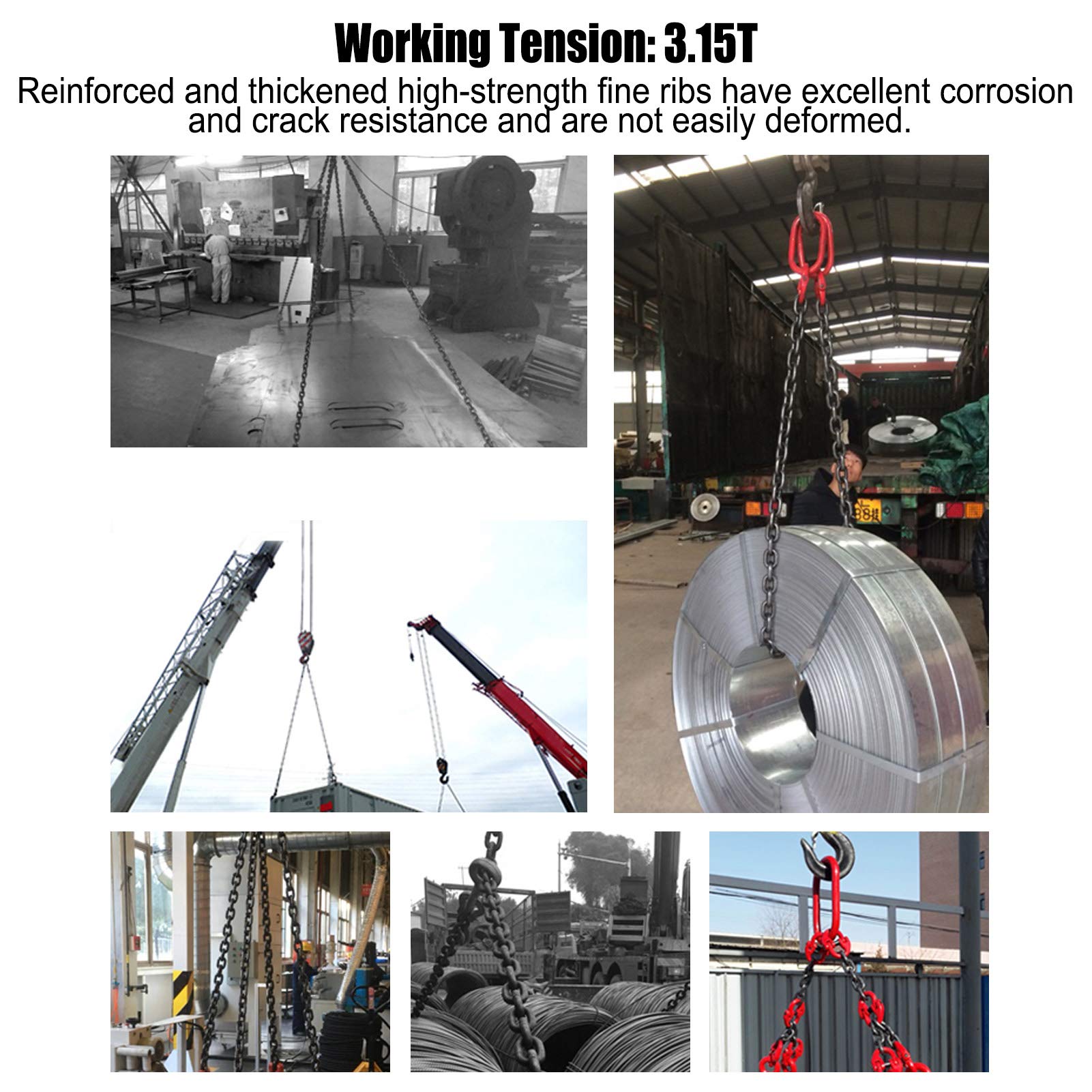 Fast Eye Safety Snap Hook, Eye Shaped Slip Hooks, Heavy Duty Tow Hooks, Alloy Steel, 3.15T/6944Lbs Load Capacity, for Transport Chain and Binders, Trailer Truck (Red)