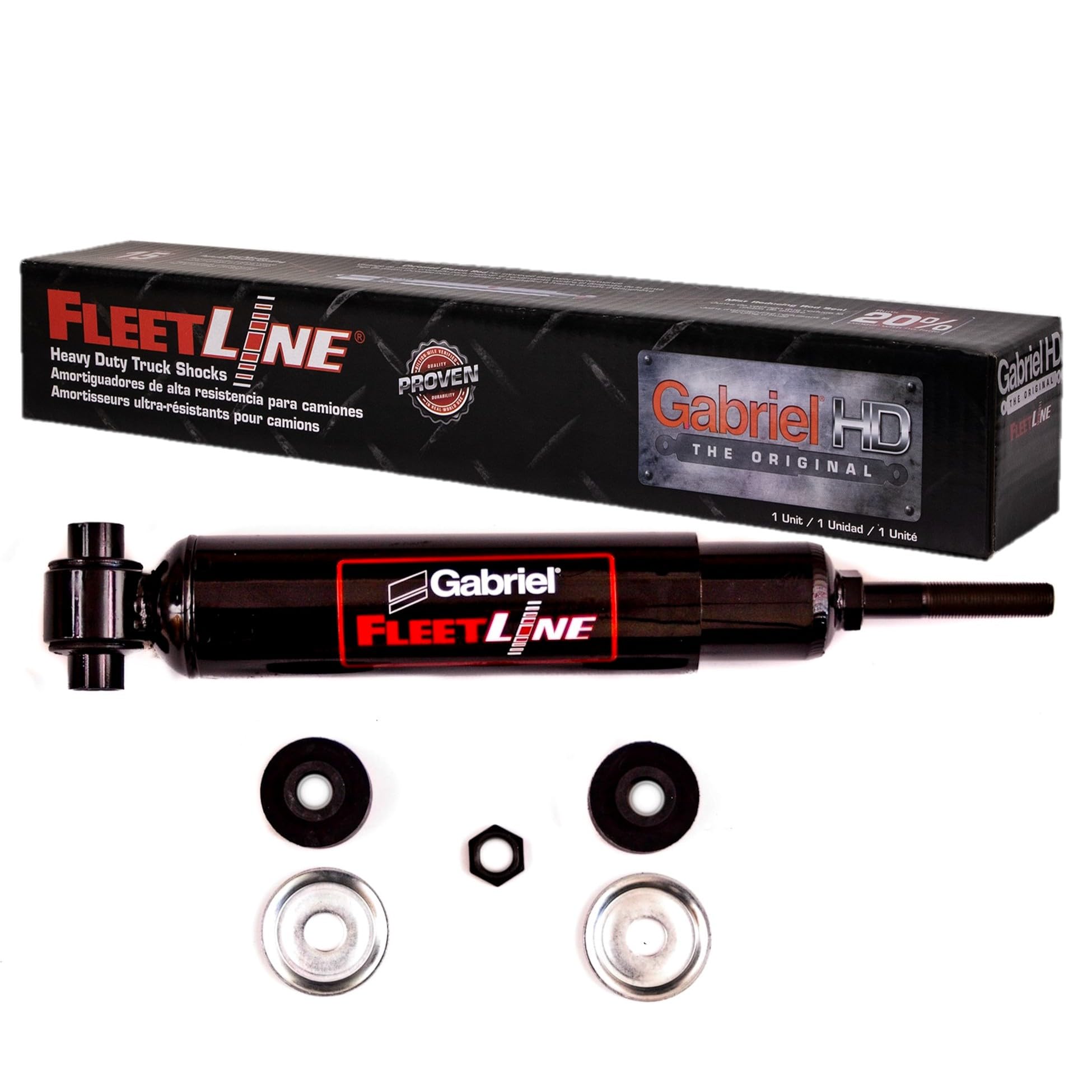 Gabriel 83154 FleetLine HD Truck Rear Shocks Fits 98-23 Freightliner MT45; All Freightliner MT55; 01-00 Freightliner XCS Chassis; OEM# 1616836000, 1620552000, 1616542000, 1614794000