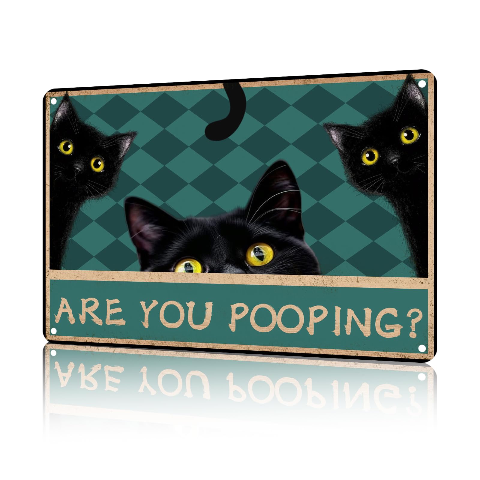 Anceky Garden Sign Cat Are You Pooping Sign Tin Sign Retro Aluminum Metal Sign for Yard Outside Home Office Kitchen Wall Decor 12×8 Inch