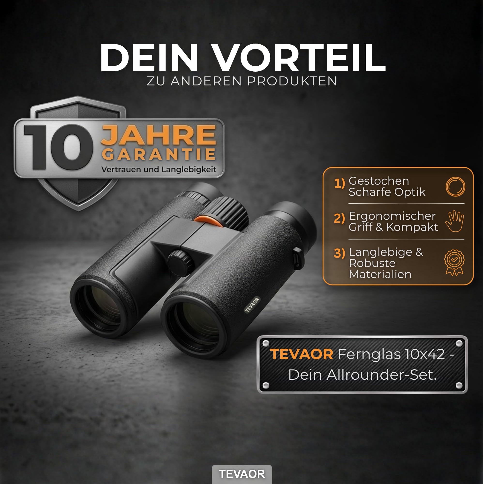 Fernglas 10x42 für Erwachsene & Brillenträger – BaK4 & FMC-vergütet, HD Feldstecher – Wetterfest & Beschlagfrei durch Nitrogenfüllung – für Wandern, Outdoor, Vogelbeobachtung, Jagd & Reisen