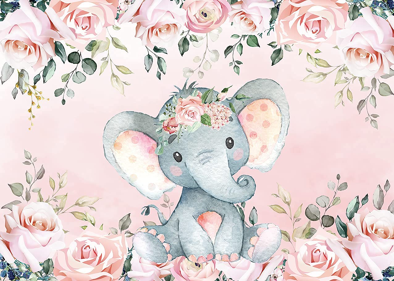 Fondale Per Baby Shower Avezano Elefante Rosa | Sfondo Fotografico 300x210 Cm In Cotone - Decorazione Per Festa Di Compleanno E Cabina Foto