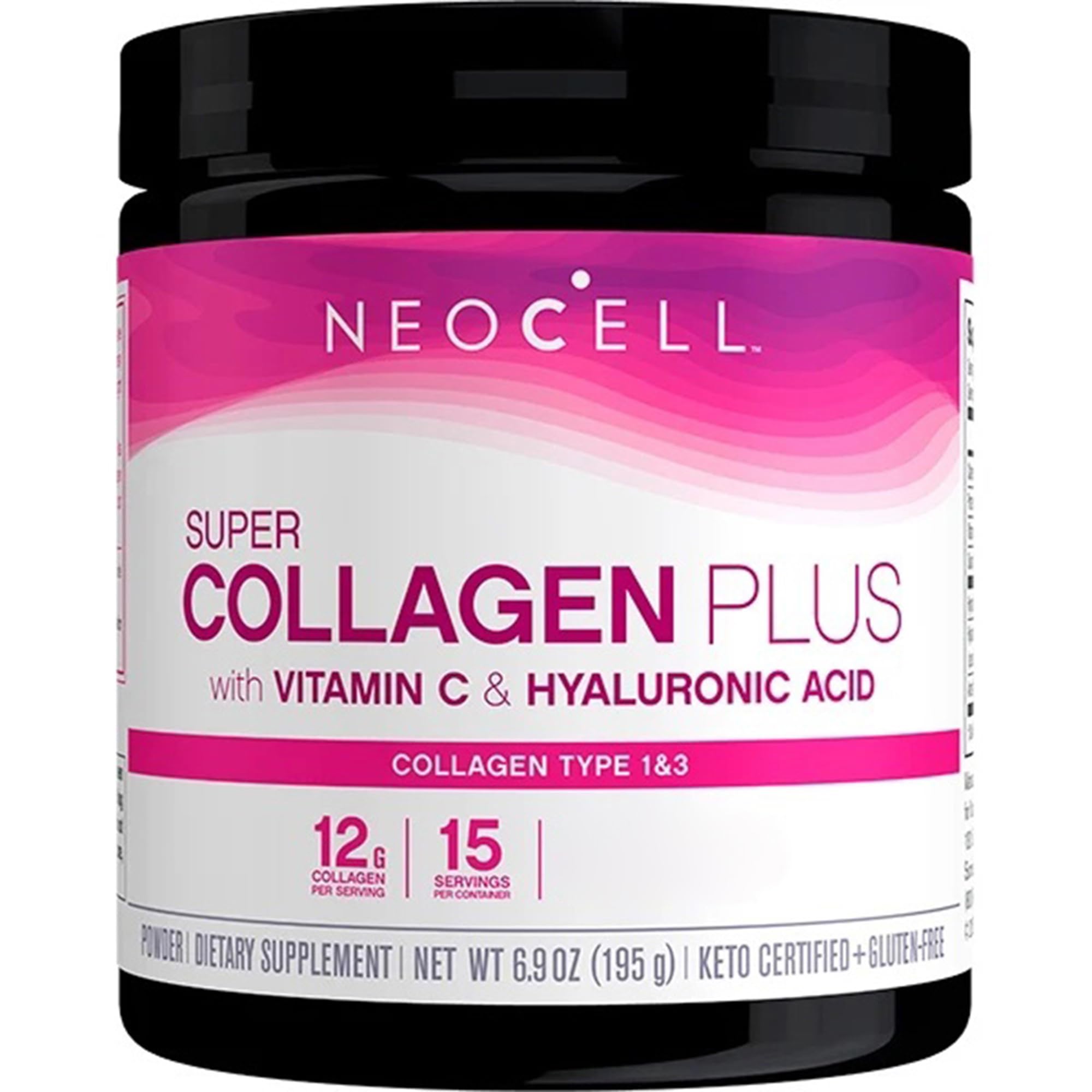 NeoCell, Super Collagen Plus, Collagene con Vitamina C e Acido Ialuronico, 390g di Polvere, Testato in Laboratorio, Senza Glutine, Senza Soia, Senza OGM