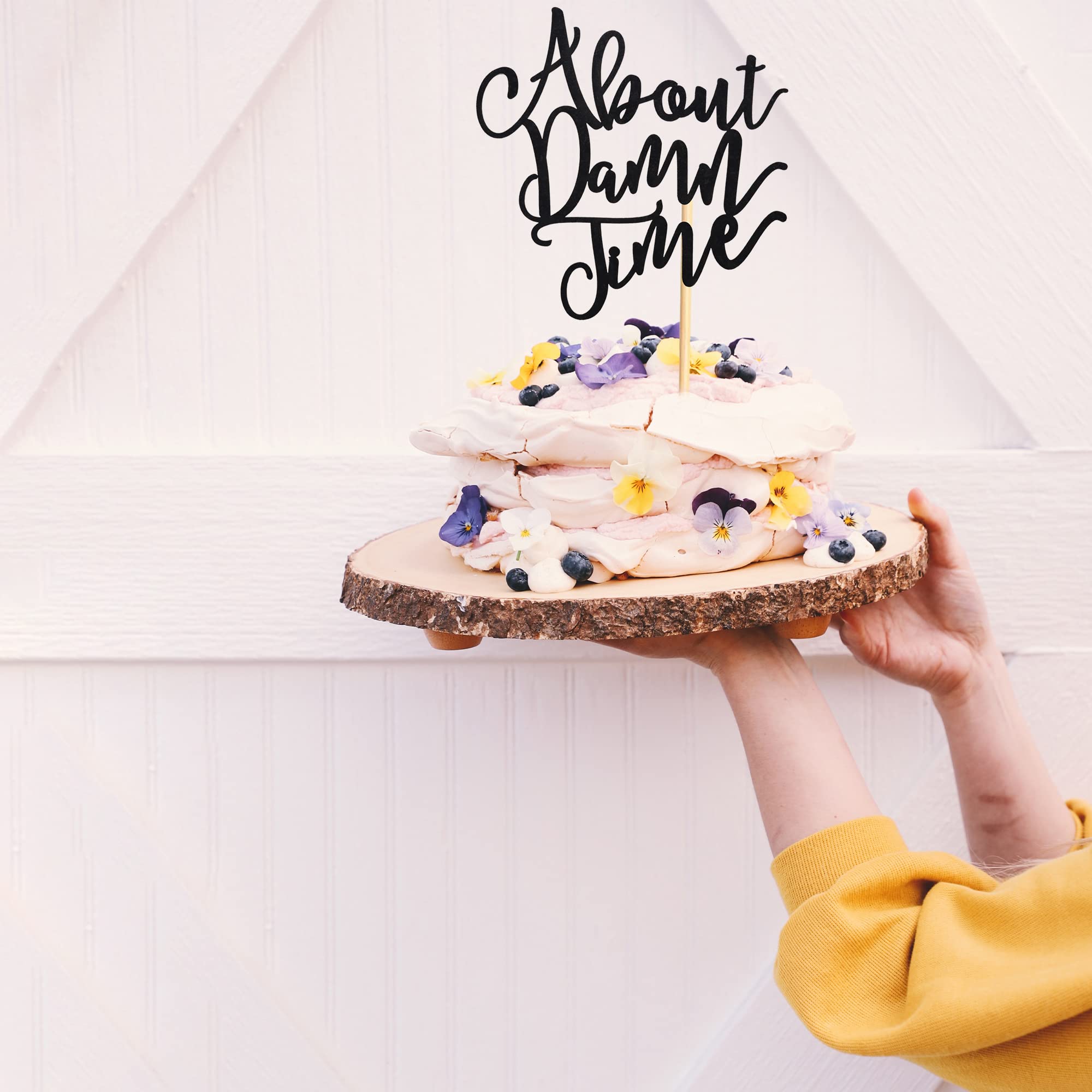 Arthsdite About Damn Time - Decorazione per torta nuziale, decorazione per matrimoni, fidanzamento, anniversario, feste, decorazioni per torte, decorazioni per feste, glitter nero