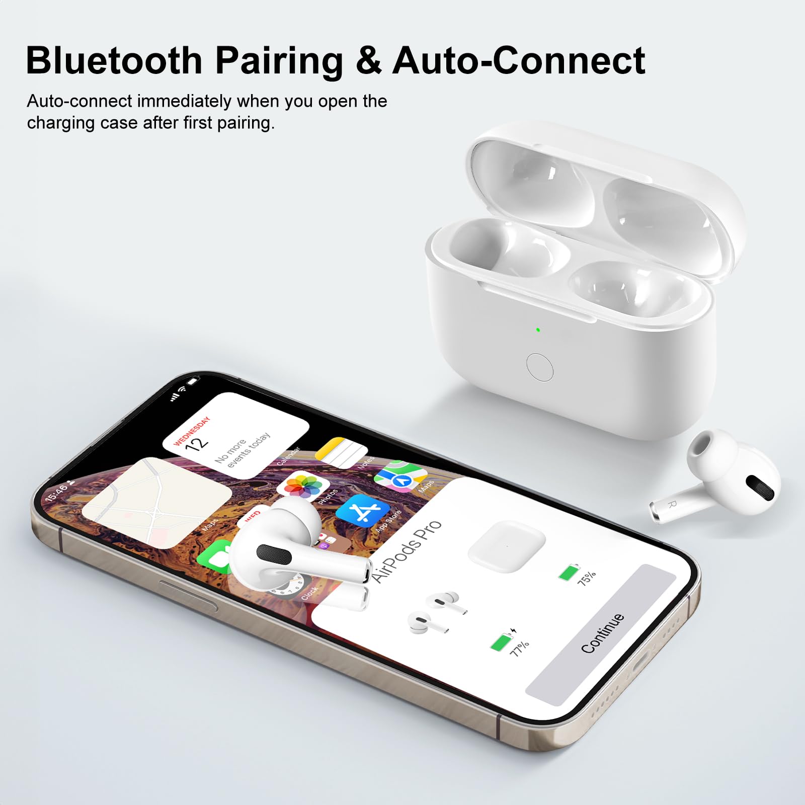 Wireless Charging Case Compatible with AirPod Pro 1st & 2nd Generation with USB-C Charging, Air Pod Pro 2 1 Charger Case Replacement with Bluetooth Pairing Sync Button,with Type-C, No Earbuds