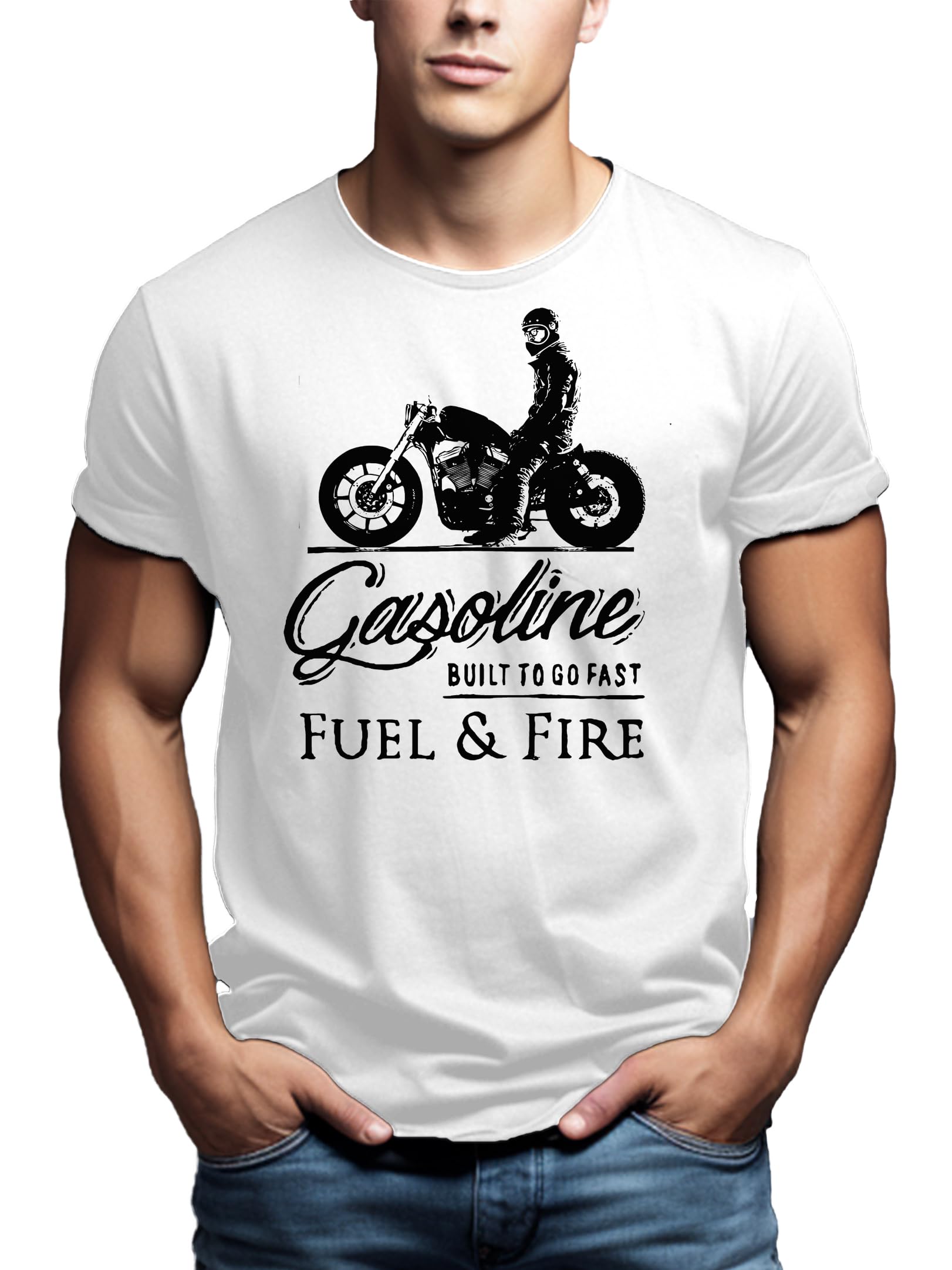 MAKAYA Moto Accessori - Abbigliamento Vintage Biker T-Shirt Cafe Racer - Maglietta