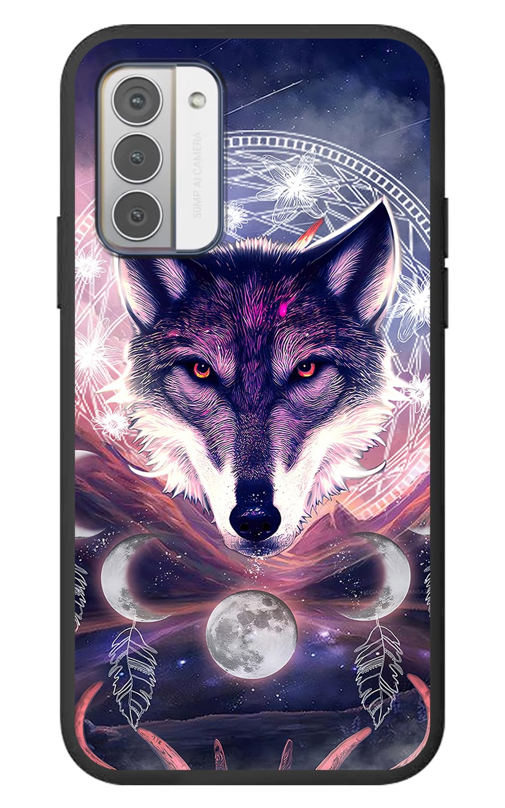 RWUTYTIUL for Nokia G310 6.56" Case, Nokia G42 Case for Women Men, Full Body Fit Ultra Thin Flexible Soft TPU Shockproof Protective Phone Case for Nokia G310 5G/G42 5G, Dream Catcher Wolf