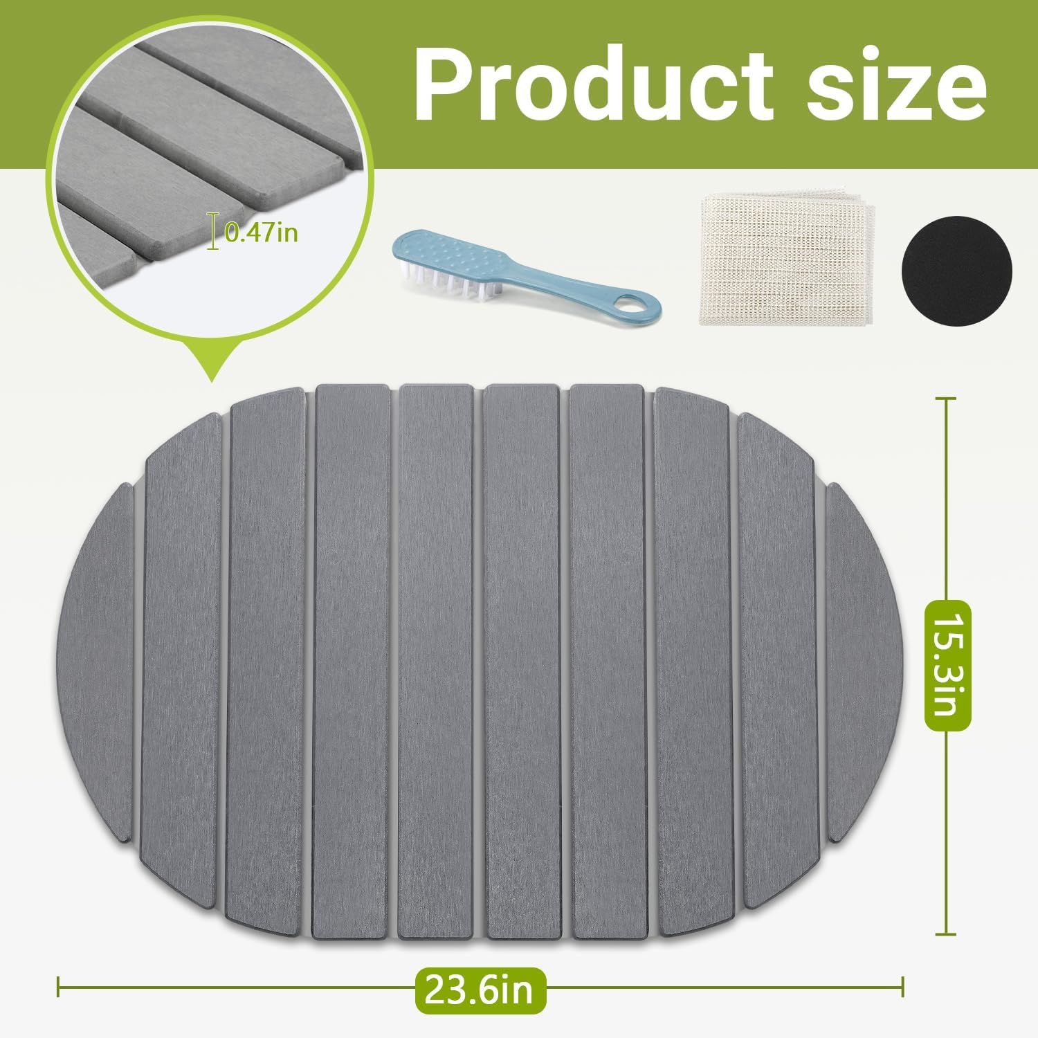 Quick Dry Stone Mat, Stone Drying Mat for Kitchen Counter, Large Dish Drying Mat - Diatomaceous Earth Dish Drying Mats, Modern Fast Dry Pad for Bathroom, 24"x16", DarkGray