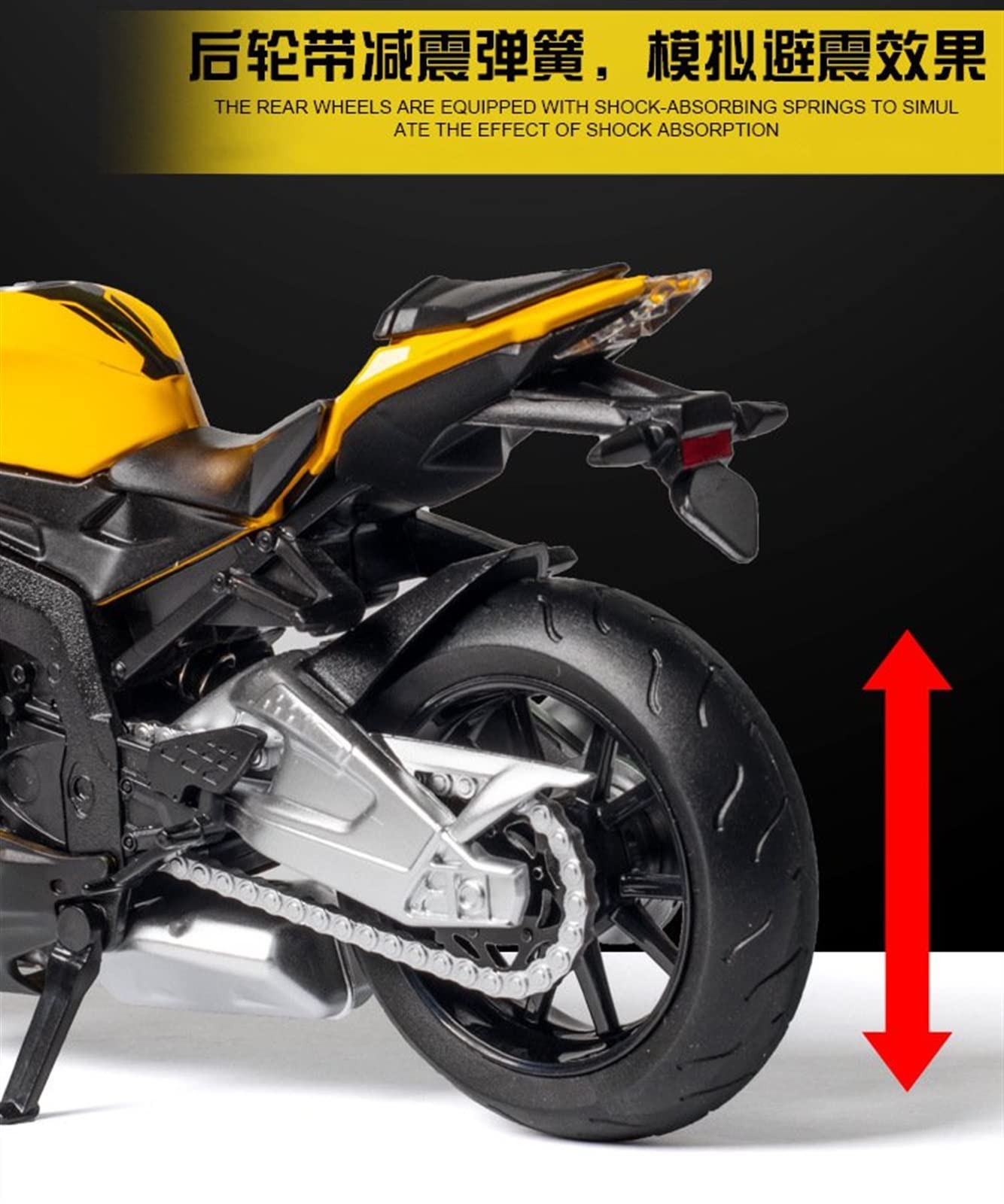 Modello 1:12 Per BMW-S1000RR Modello Di Moto In Lega Metallo Veicolo Con Pneumatici In Gomma Giocattoli Regali Compleanno(Black)