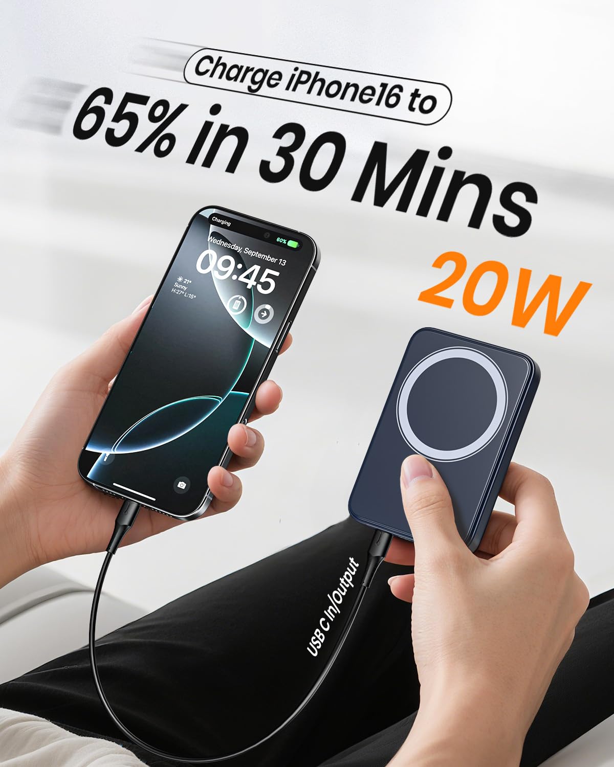 A Addtop Magnetic Power Bank 10000mAh- 20W Schnelllade iPhone Ladegerät for Magnetisch – Bild 3