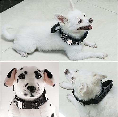 Miniatura 8 de Havenfly Collar táctico de nailon para perro con asa suave acolchado y reflectante resistente para mascotas con hebilla de metal ajustable para