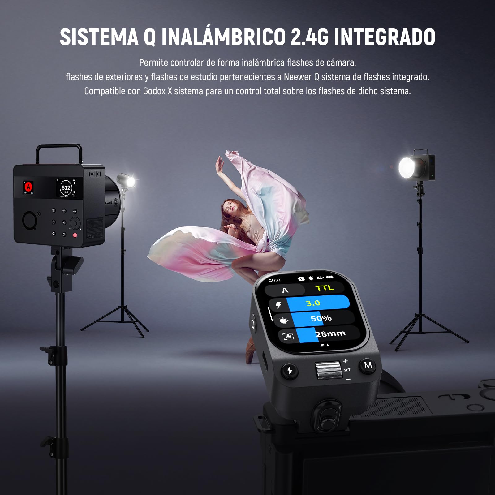 NEEWER QZ-S 2.4G TTL Transmisor de Disparador de Flash inalámbrico, 1/8000s HSS, Compatible con cámaras Sony ZV-E10 A6400 A6700 A6100 A6000 A7III A7IV A7CII A7RV, batería de 1000 mAh/Interruptor CM