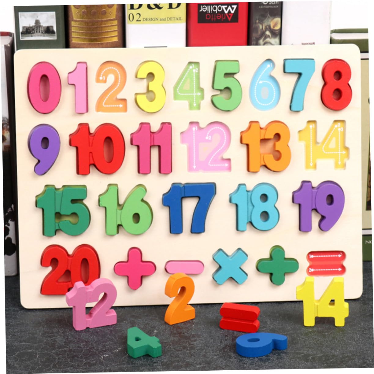 Puzzle Numerici in Legno per Bambini, Set Educativo 1 Pezzo | Apprendimento di Conteggio e Addizione, Tavola Cognitiva Lettere e Numeri