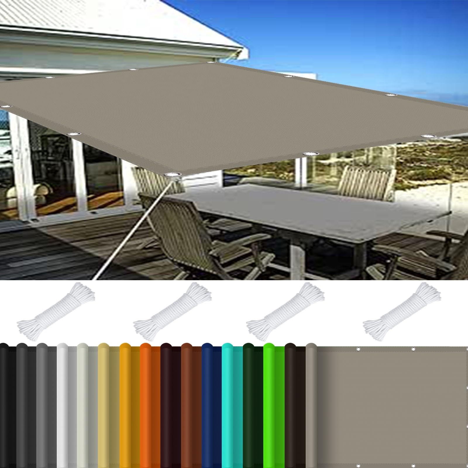 Voile d'ombrage rectangulaire imperméable gris foncé 4x6m pour terrasse