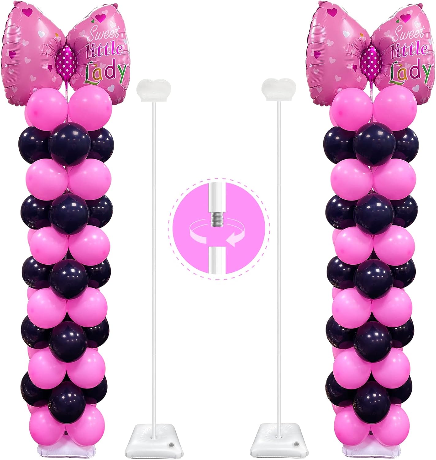 YALLOVE Heavy Duty Metal Balloon Stand Set of 2, Height Adjustable from