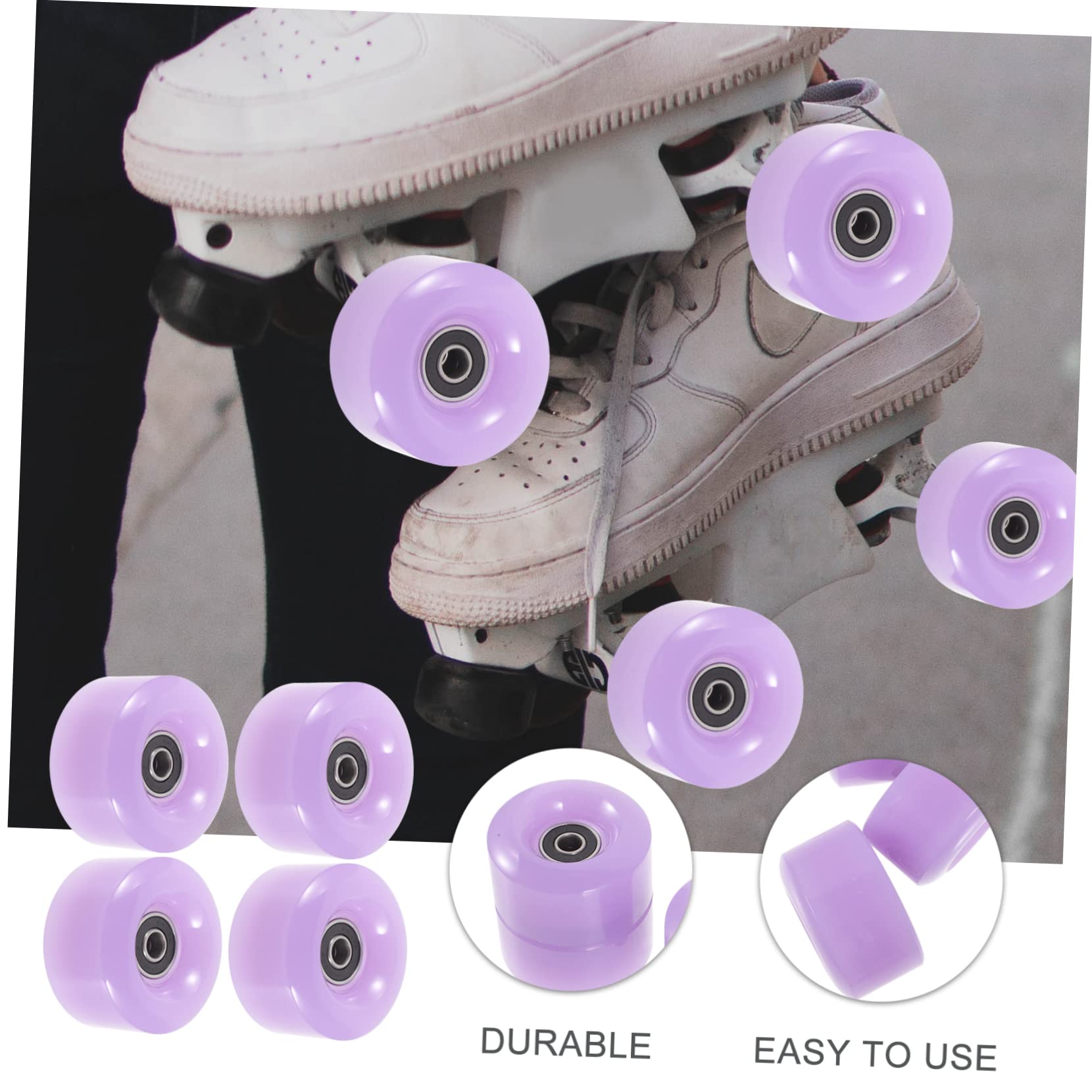 KICHOUSE Roller Skate Wheels Set 4pcs Double Row Replacement Wheels High Wear Resistance Suitable for Kinds of Skates