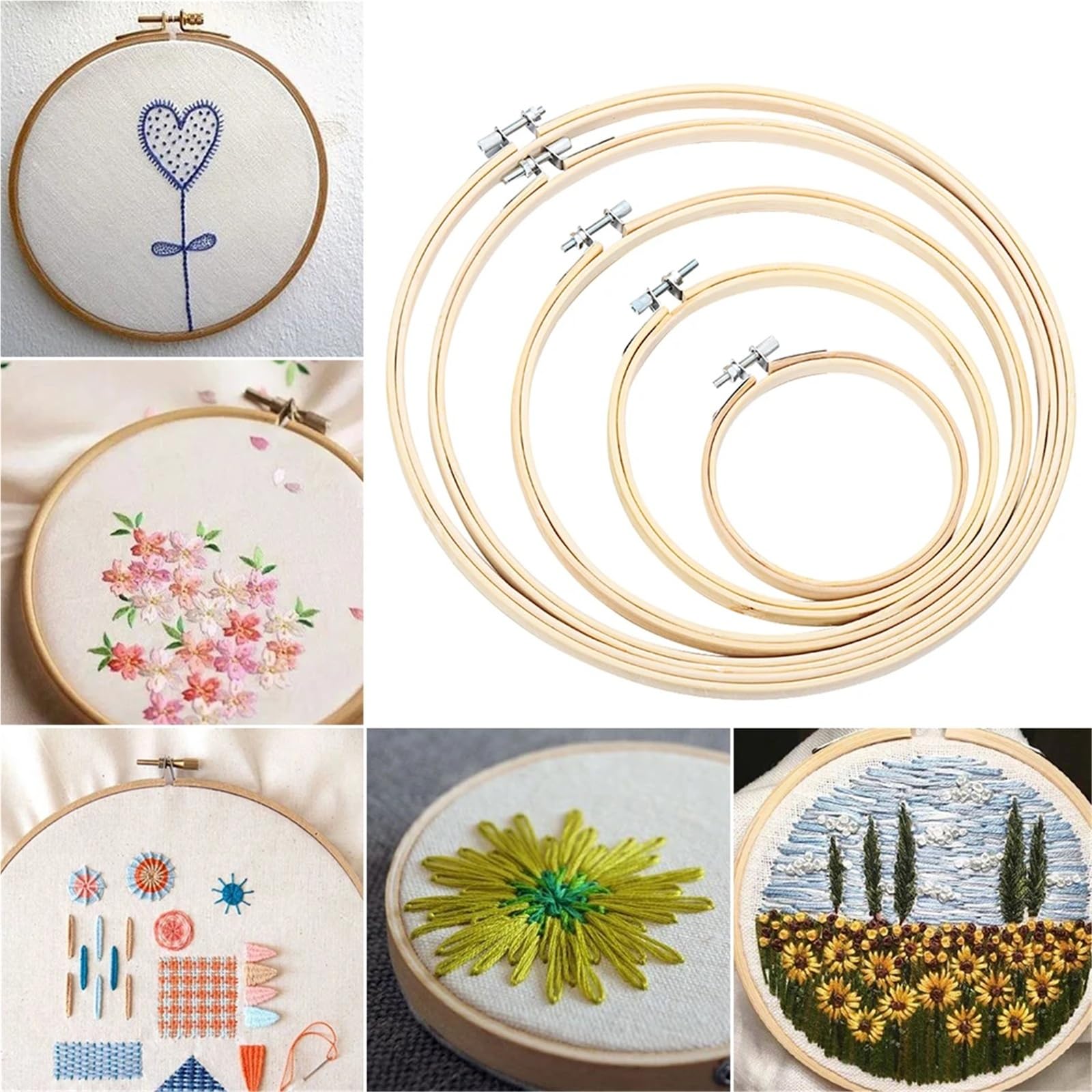 MRKU Soporte para Bastidor de Bordado DIY, Kit de Costura para Punto de Cruz, Marco para máquina, Anillo Redondo, Lazo, Herramientas de Costura domésticas