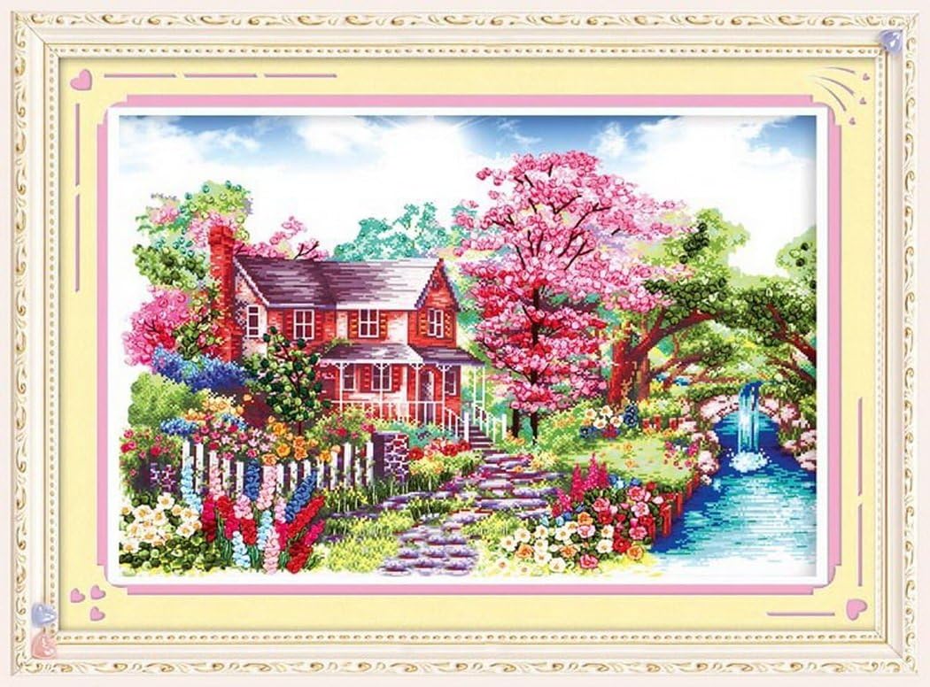 Aureate Handmade Ribbon Embroidery Kits Canvas 3D Wall Art Home Decoration DIY Needlepoint Tapestry Hanging Gift Floral Floral Pastoral 18"ร25"