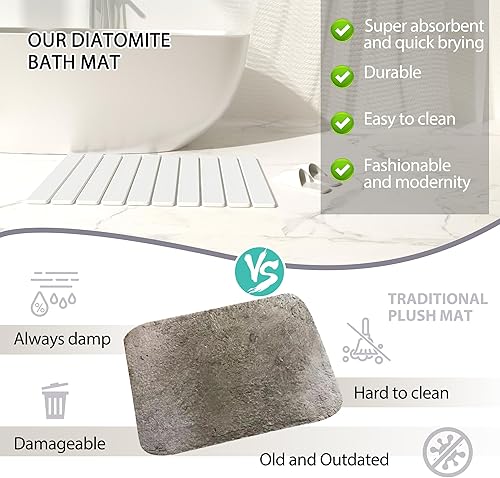 Miniatura 6 de Alfombra de baño plegable de piedra de 23.6 x 15.4 in Alfombra de baño de tierra de diatomeas de secado rápido con base antideslizante de PVC