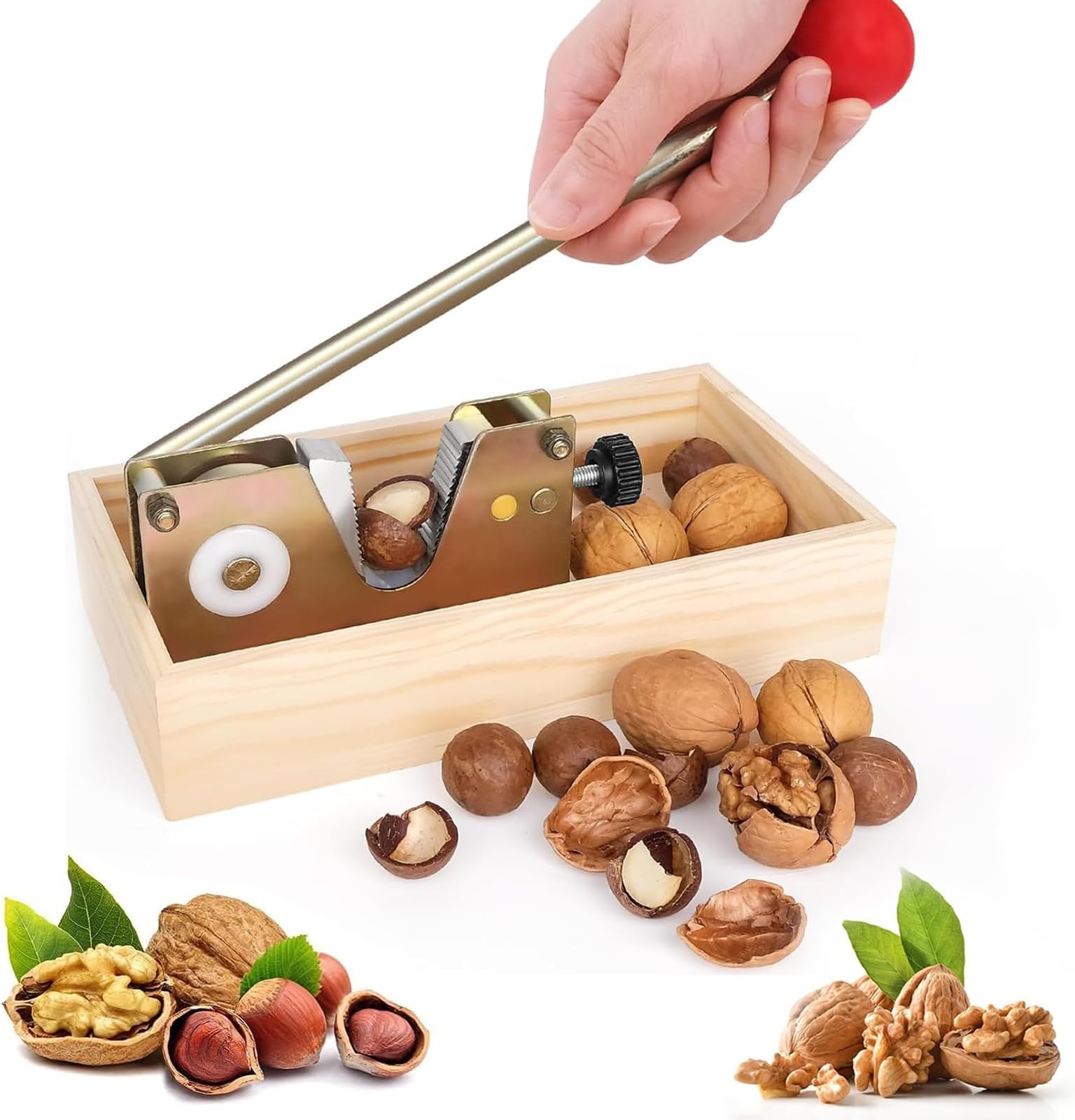 Nutcracker, Nutcracker for Walnuts, Adjustable Walnut Cracker, with Lever Function, Easy Peeling of Various Nuts, Suitable for Walnuts, Macadamia, Hazelnuts, Pecans, Large