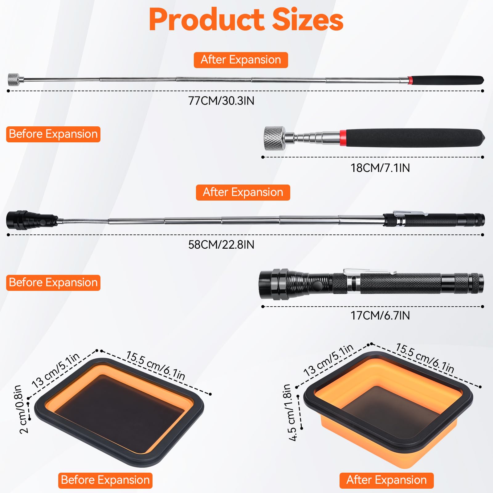 Preciva Jeu D'Outils Magnétique 3PCS Avec Bâton Telescopique