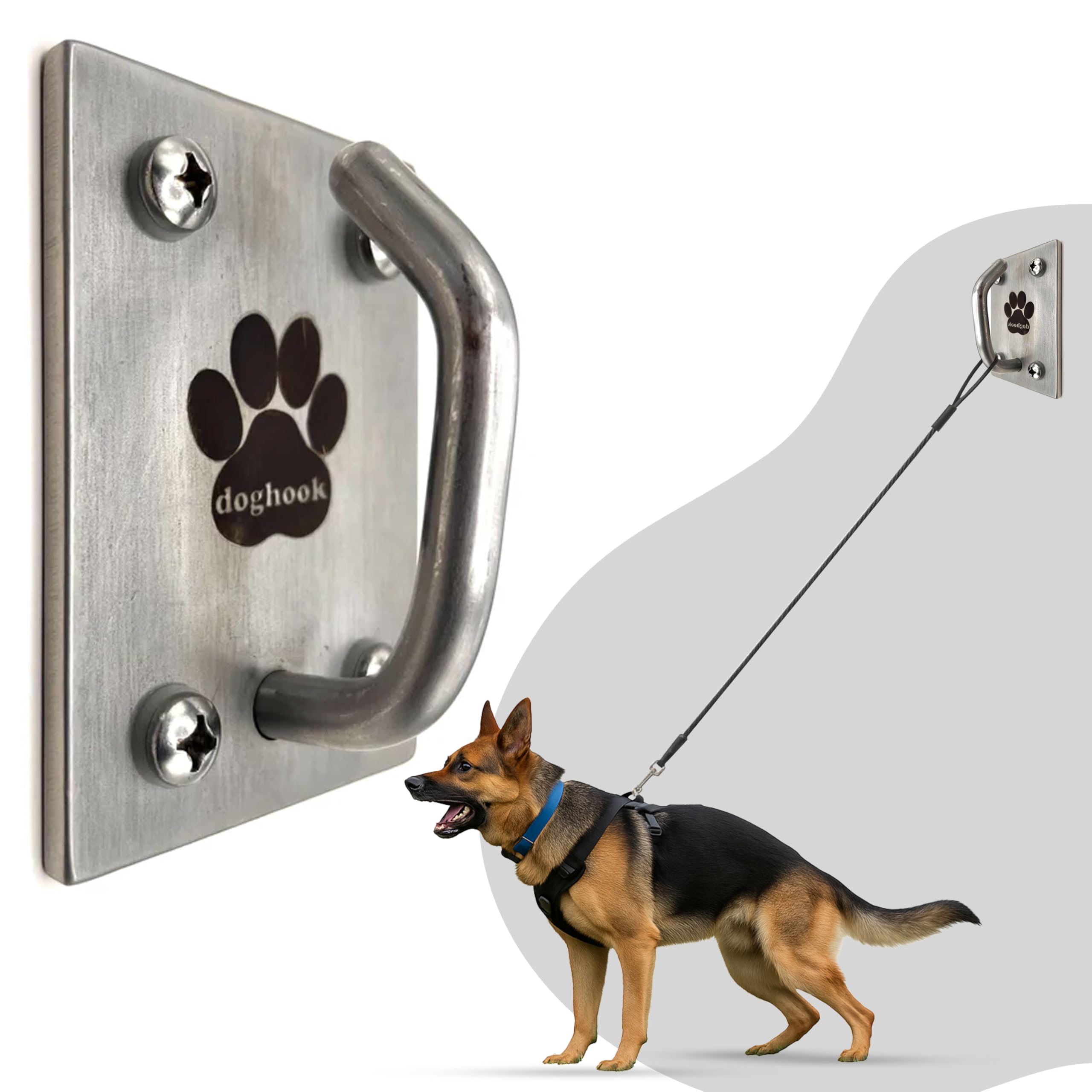 Canine Hitch- Secure Dog Leash Parking Mounted Indoor – Outdoor Wall Hook - Tie Out Stainless Steel Practical Lead Management for Home & Business, Ultimate Strength