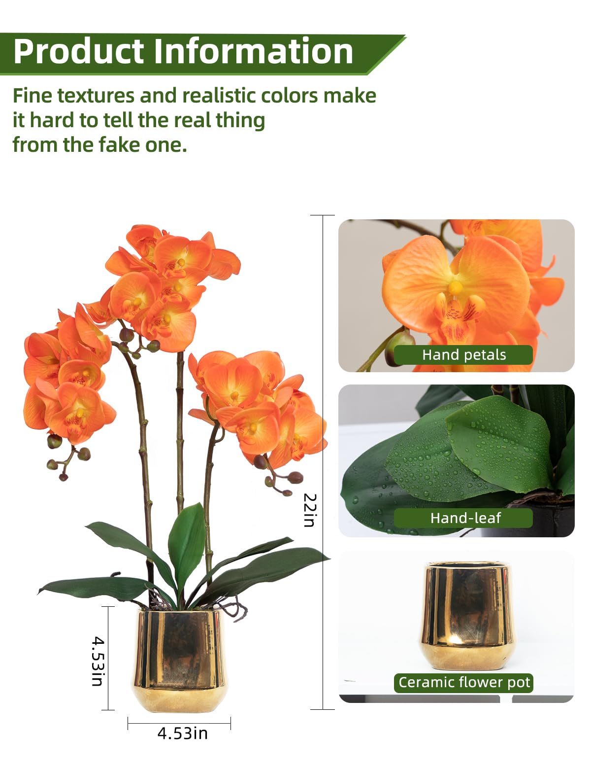 Juego de flores artificiales de orquídea falsa Phalaenopsis, orquídea mariposa de tacto real para boda, hogar, oficina, fiesta, hotel, patio, decoración de restaurante