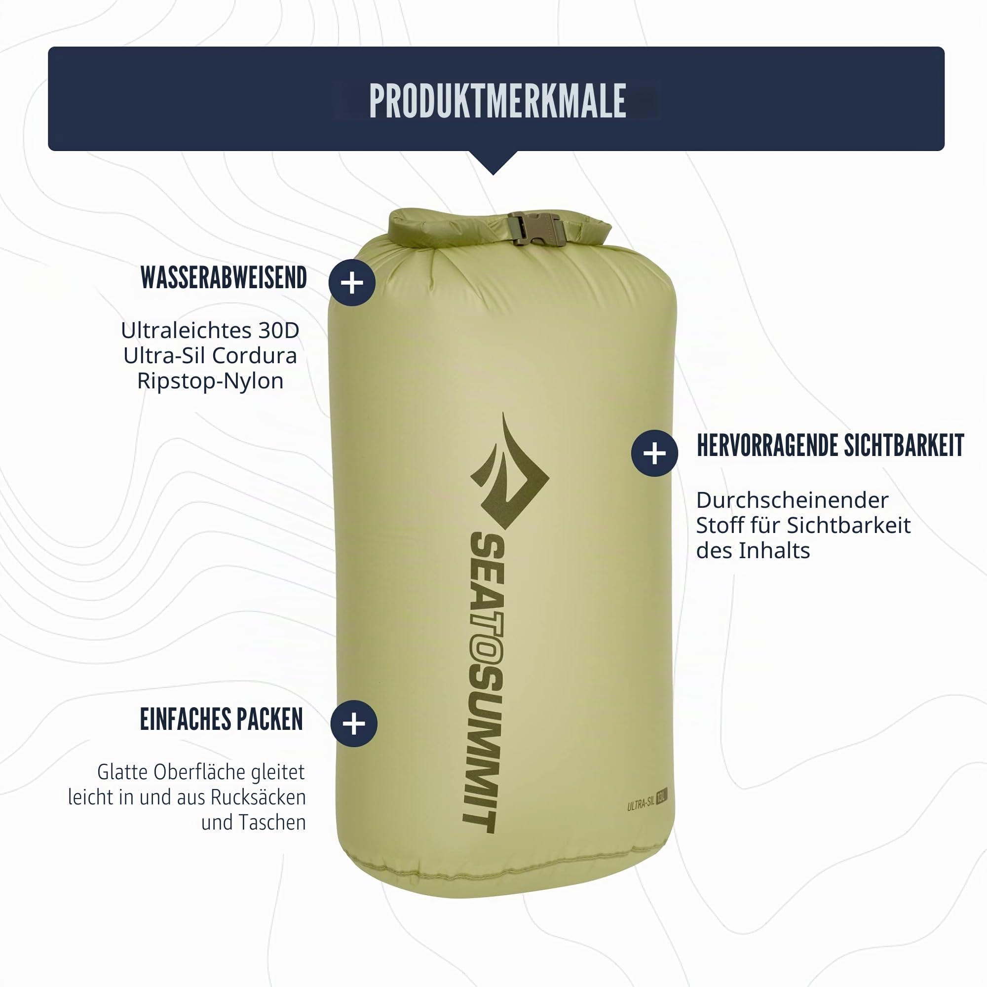 Sea to Summit - Ultra-SIL Dry Bag M 8L - wasserdichte Aufbewahrung - Rollverschluss & Patentierte Field Repair-Schnalle - Ultra-SIL-Gewebe - Wandern - 19.1 x 17.2 x 36.8cm - Zinnia Yellow - 39g
