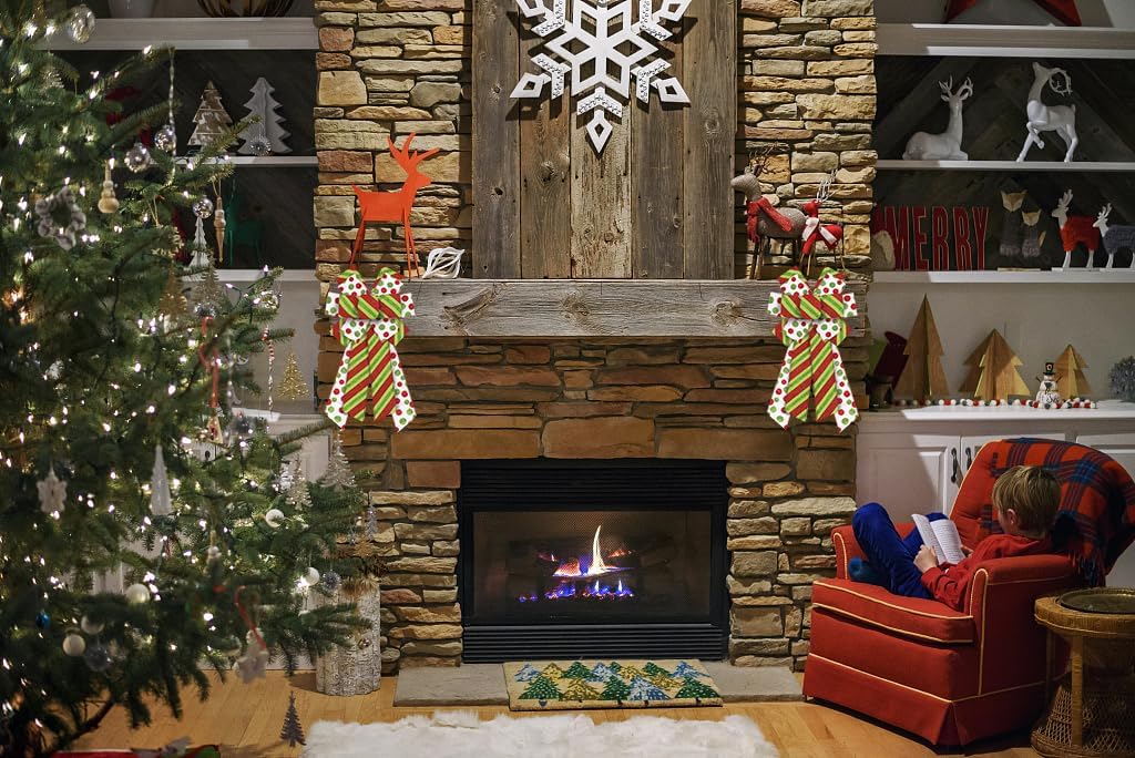 Large Christmas Bows for Wreath, Merry Christmas Wreath Bows Holiday Green Stripes Dots Burlap Bow Xmas Tree Craft Bows for Front Door Christmas New Year Decorations - Image 6