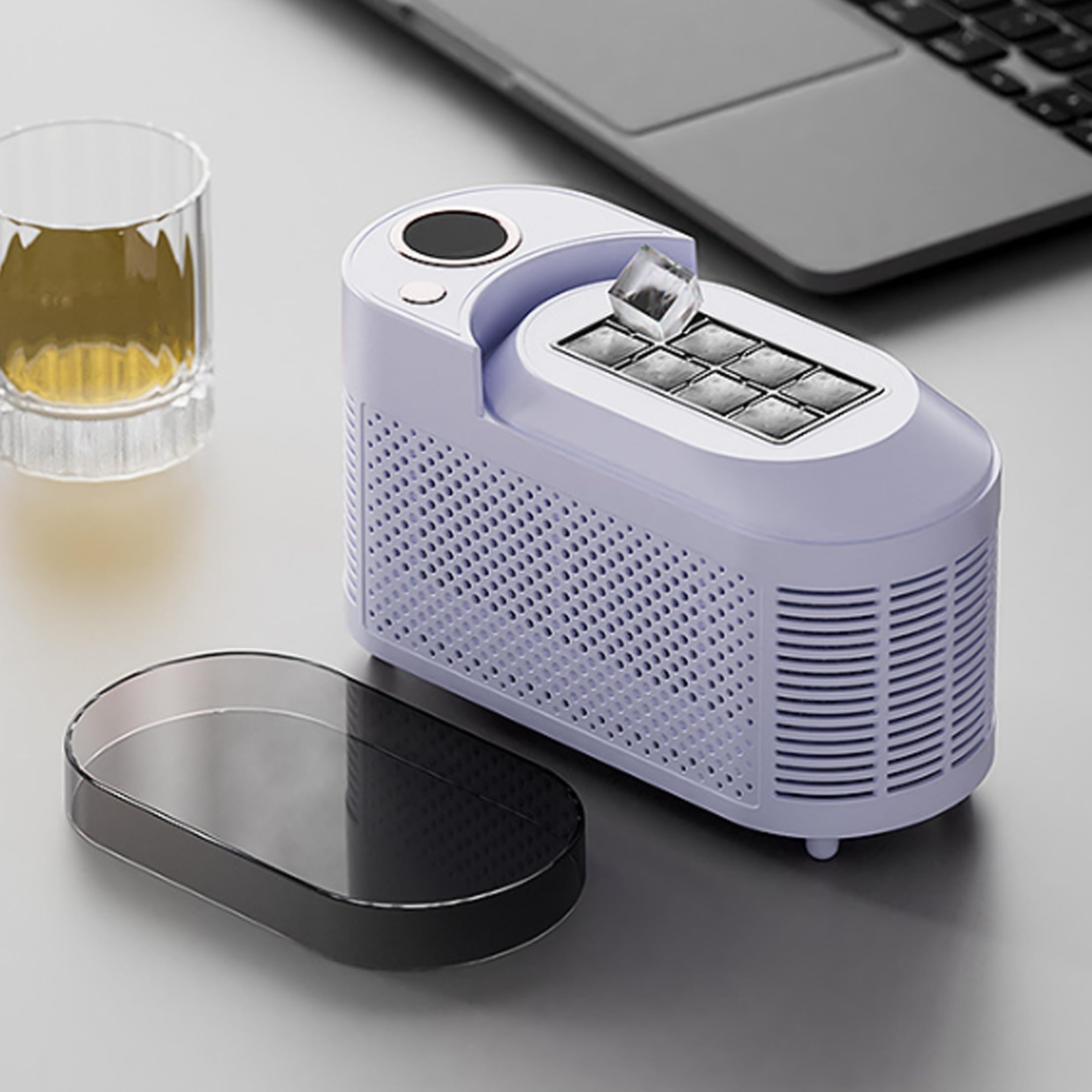 Macchina per cubetti di ghiaccio, Macchina per ghiaccio portatile a 8 griglie Produzione rapida di 10-15 minuti Piccola per casa, campeggio, auto e altro, Viola