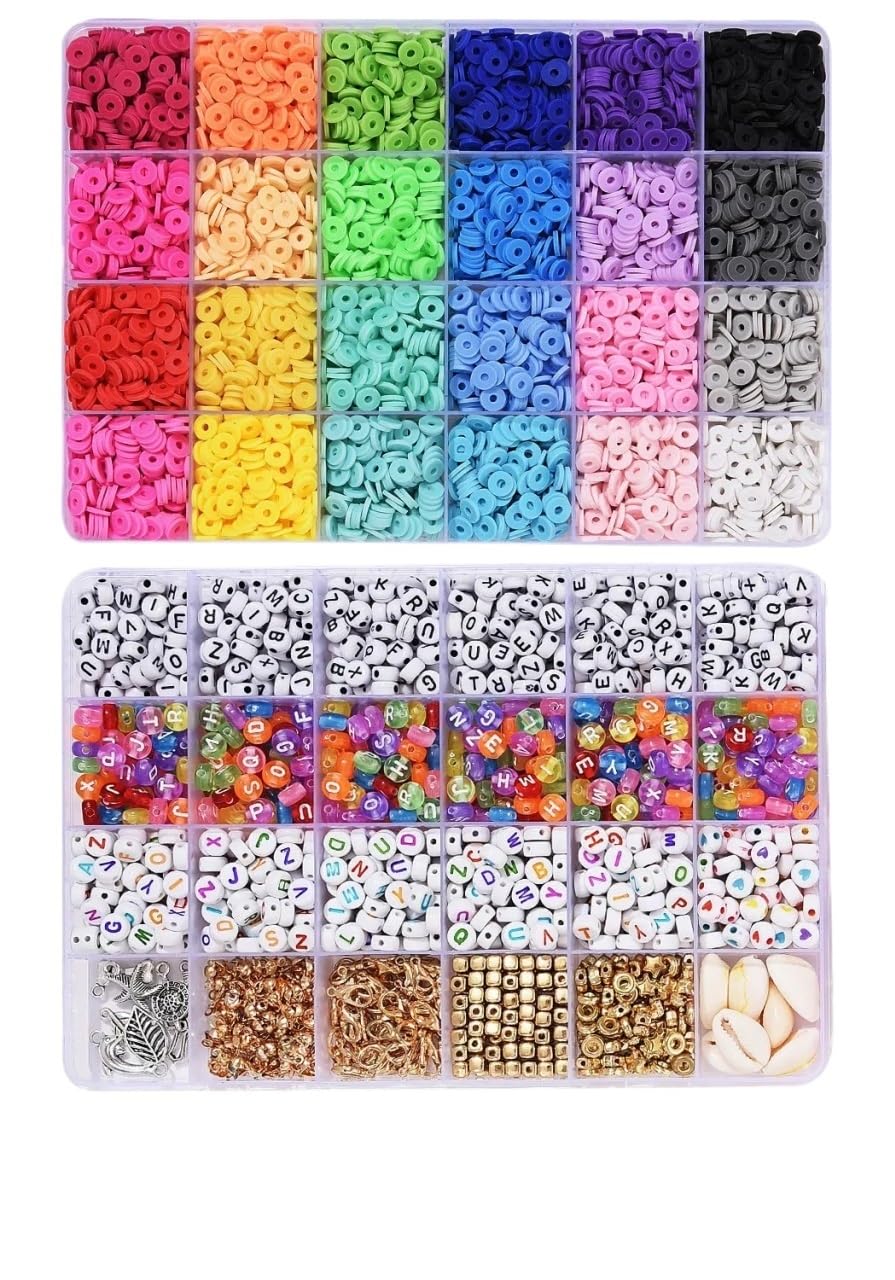 Abalorios Para Hacer Pulseras Kit de fabricación pulseras con cuentas arcilla planas, 7000 Uds., dijes, for joyas