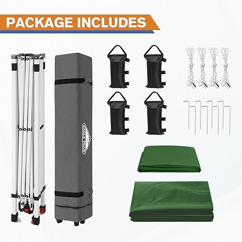 Miniatura 9 de EAGLE PEAK Toldo Emergente con 1 Pared Lateral, Carpa para Eventos de Fácil Instalación, Sombra Solar para Exteriores, Bolsa de Transporte con Verde