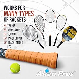 ALIEN PROS Tennis Racket Grip Tape (12 Grips) - Precut and Dry Feel Tennis Grip - Tennis Overgrip Grip Tape Tennis Racket - Wrap Your Racquet for High Performance (12 Grips, Yellow)