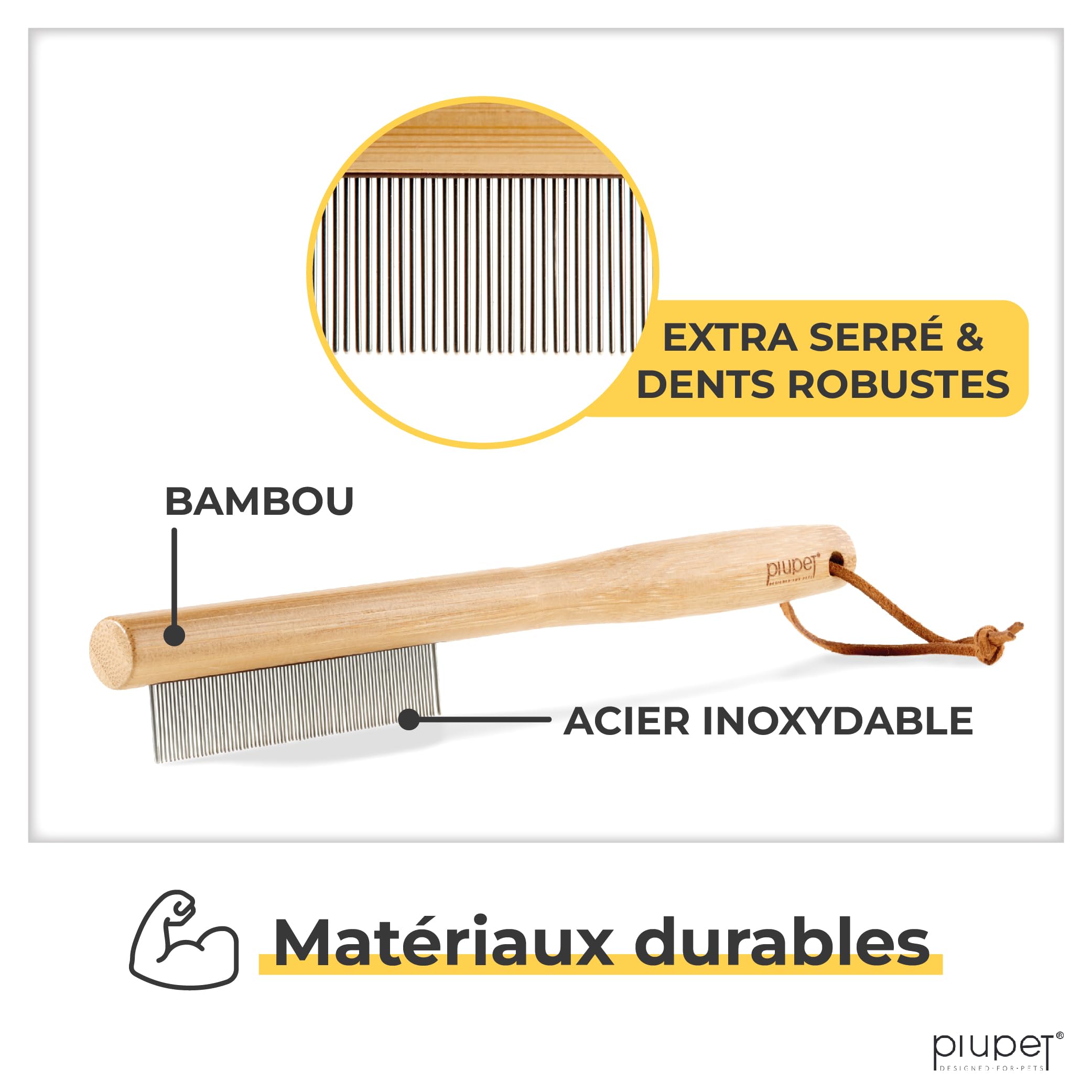 PiuPet® Peigne Anti puces pour Chat/Chien I Pas de matière Plastique I Peigne a Puce I Brosse Chat/Peigne Chien I Anti-puces, poux et tiques pour Chiens I Anti Puces Chaton | Peigne puces Chat