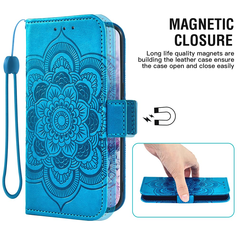 Asuwish IPhone 12 Pro Max Hülle Mit Kartenfach & Ständer – Lederoptik Mandala Design