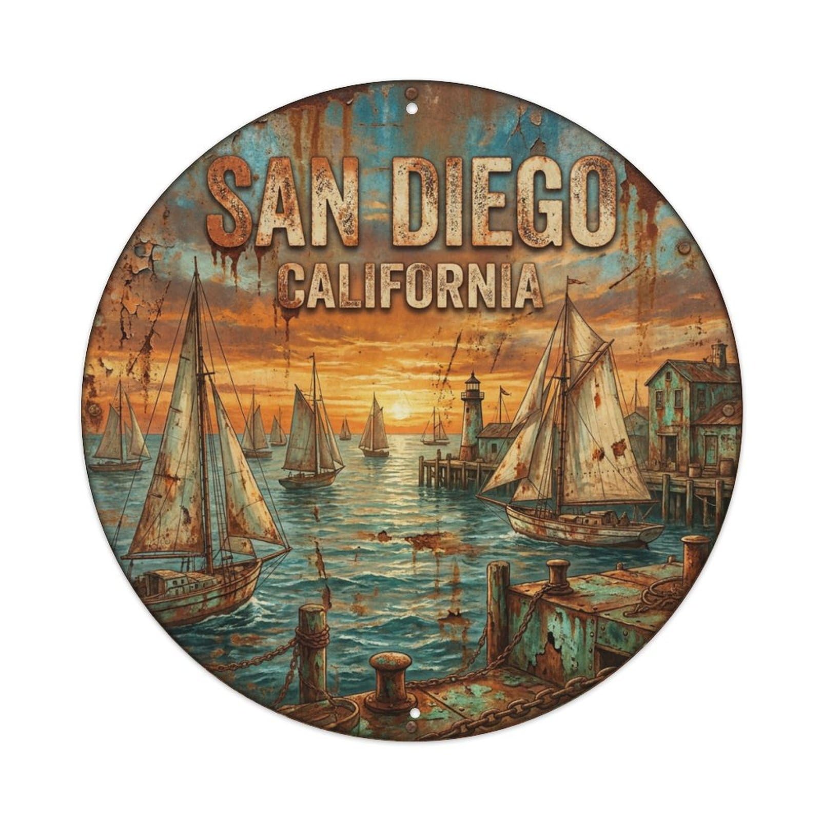 Galvaxio Style Usa Retro Travel San Diego Metal Tin Sign