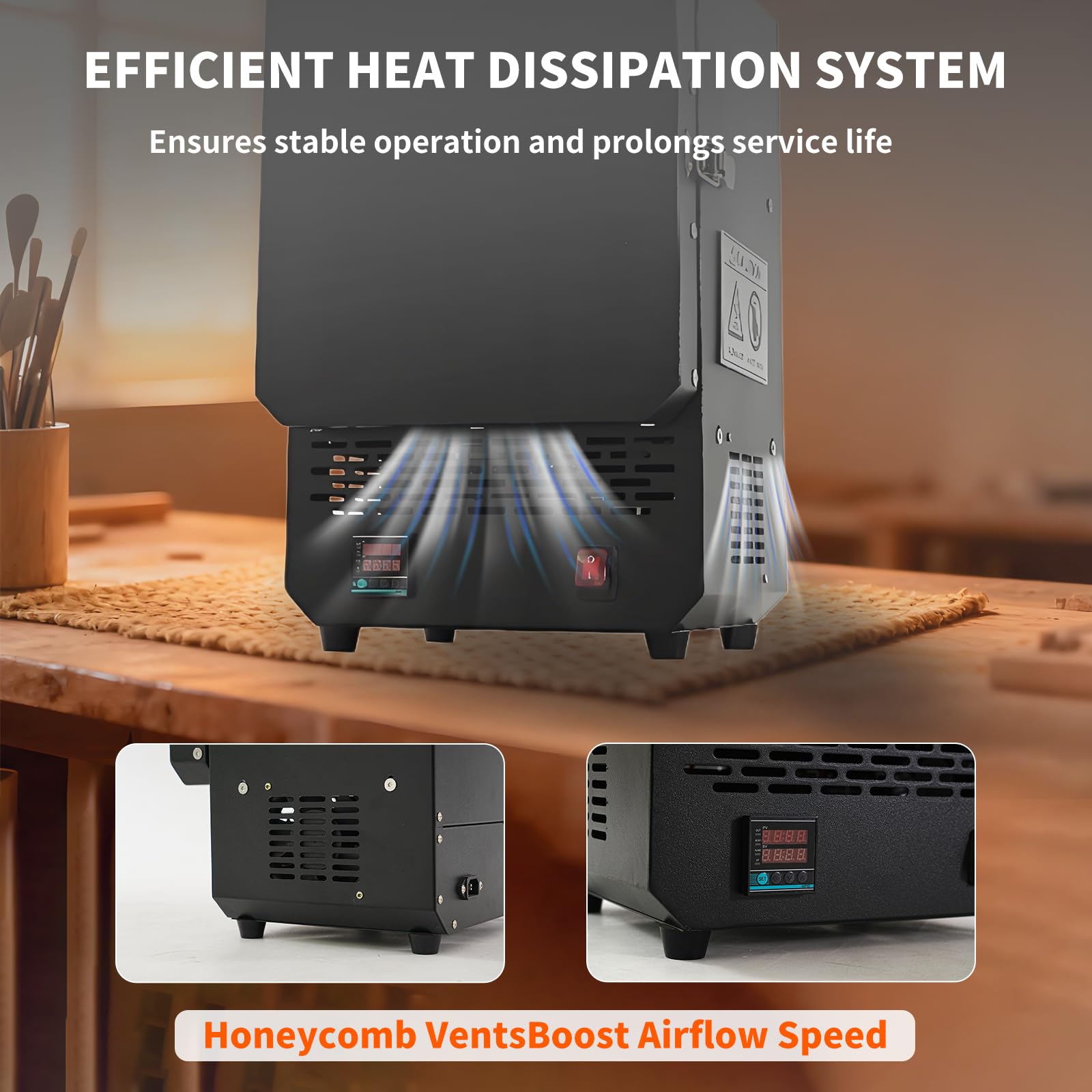 Horno eléctrico programable de 1500 W con control de temperatura multietapa, 1200 ℃/1,200.0 °C máximo, horno de fusión de mesa compacto para hacer joyas, fundición de metal, acristalamiento de