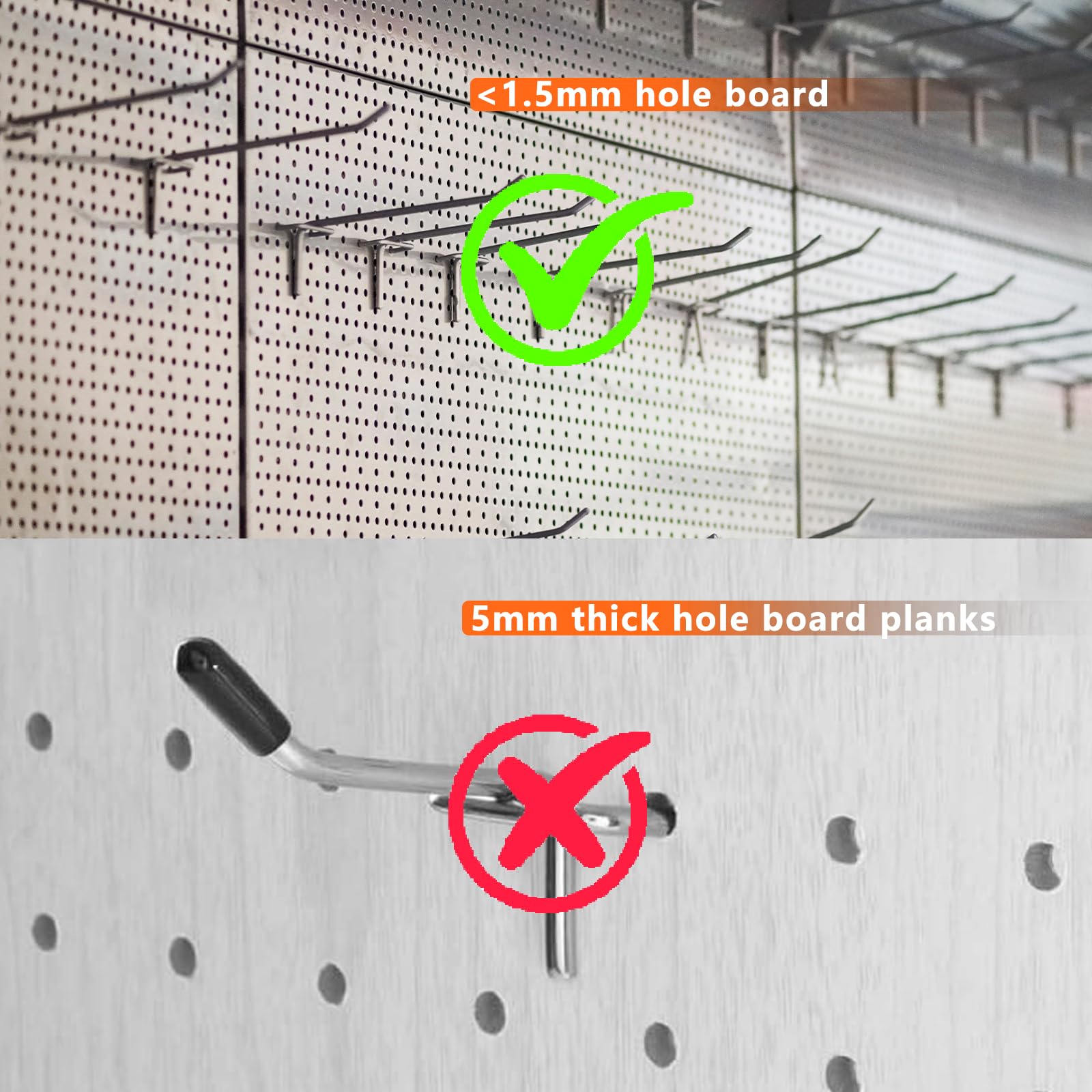 Nivithi 55PCS 15cm Metal Pegboard Hooks,2.5cm Hole Pitch,Peg Board for Tools,Peg Boards for Walls,Panel Display Hooks for Retail Store,Supermarket,Garage - Image 3