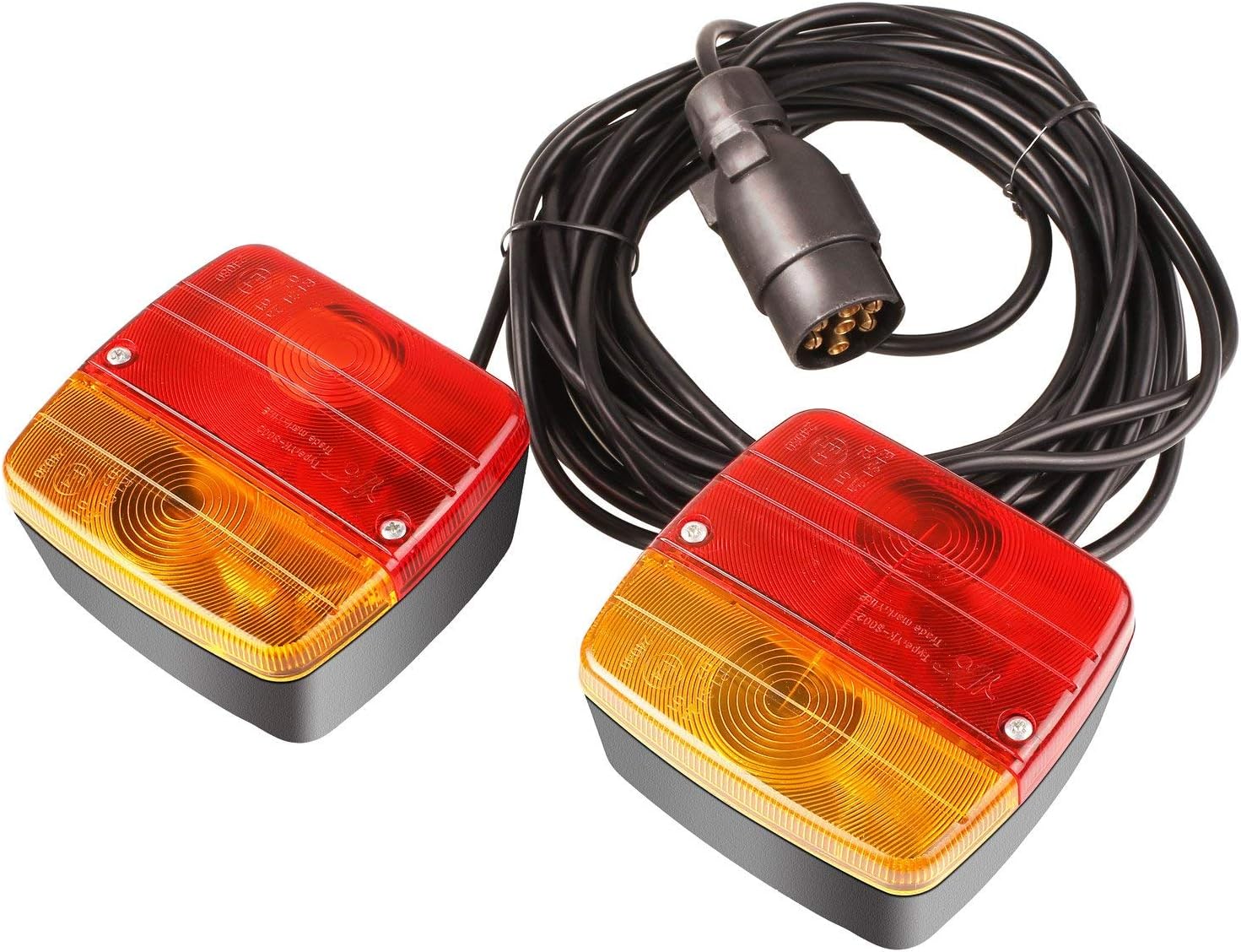 MVPOWER 2 x Rear/Tail Brake Lights for Trailer Car 21 W 12 V Long Life Trailer Lights with Magnet Cable, 7 Metre Long Cable, 7 Pin Plug, Road Traffic Approved
