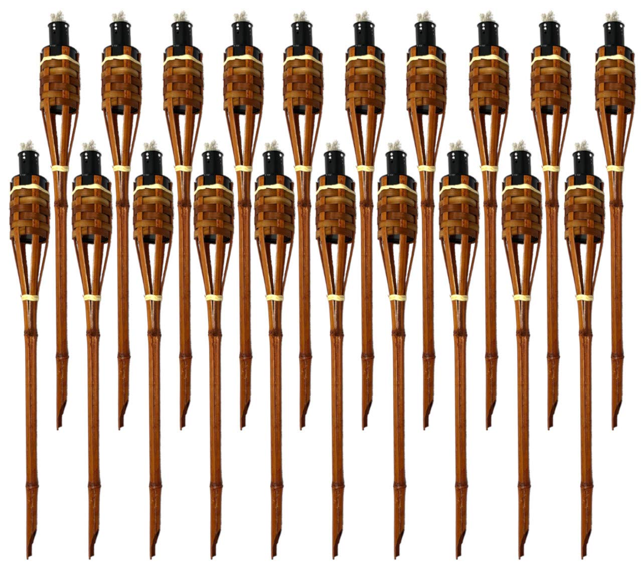 Moritz Lot de 20 torches en bambou - 90 cm - Marron foncé - Pour le jardin - Décoration de jardin
